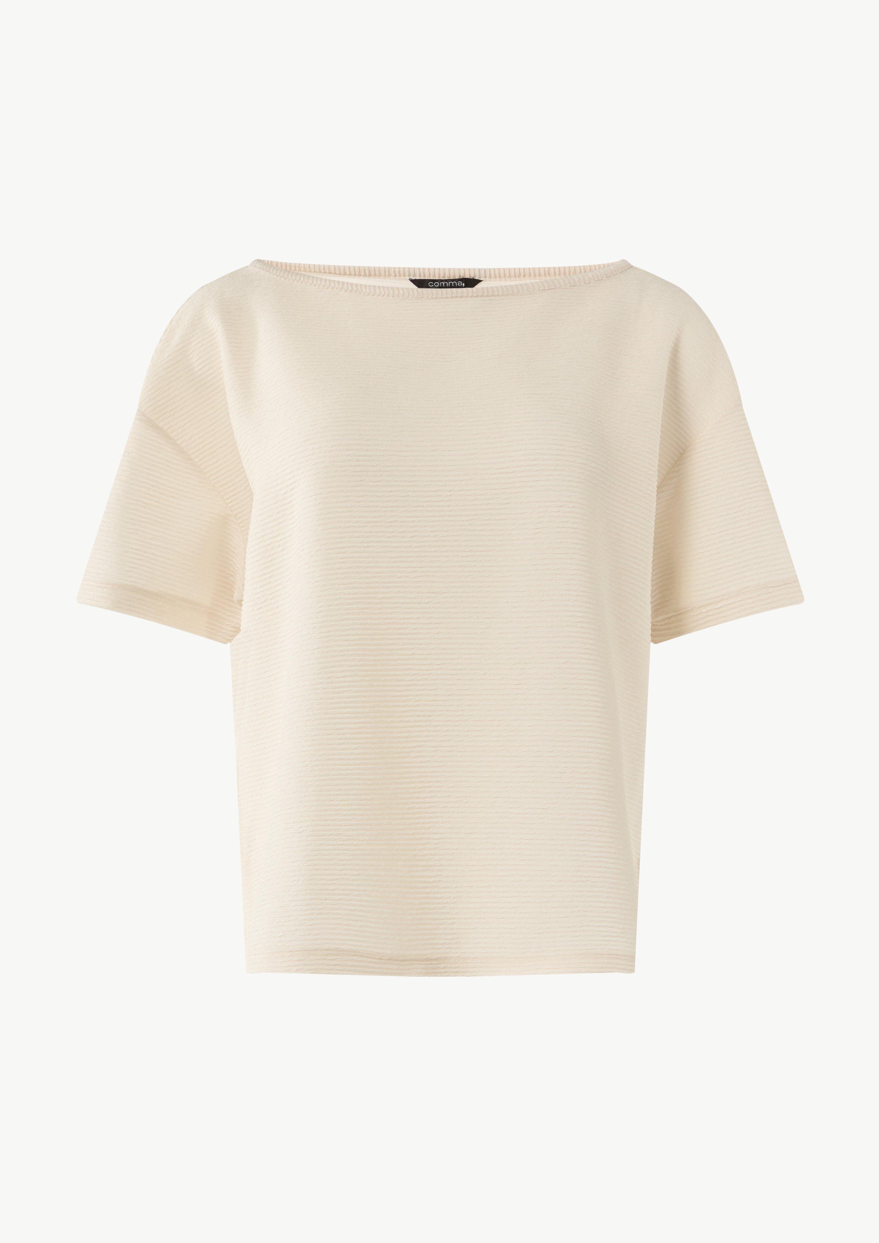 Boxy fine knit top with a bateau neckline - light beige | Comma Boxy fine knit top with a bateau neckline - light beige | Comma