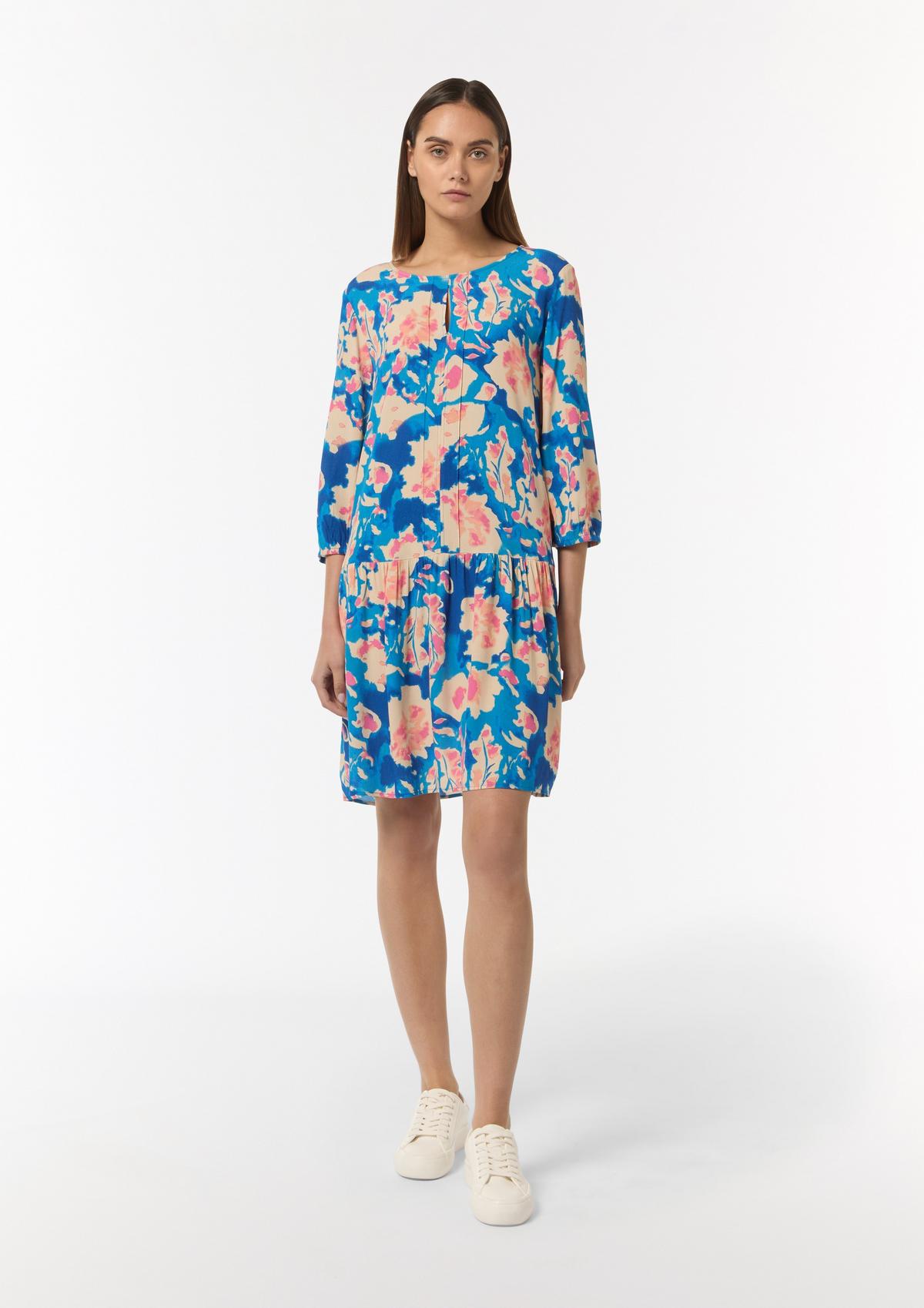 comma Patterned dress with gather