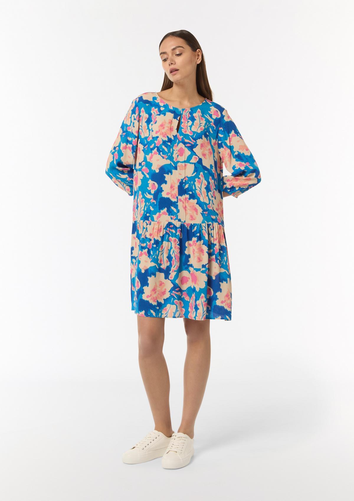 comma Patterned dress with gather