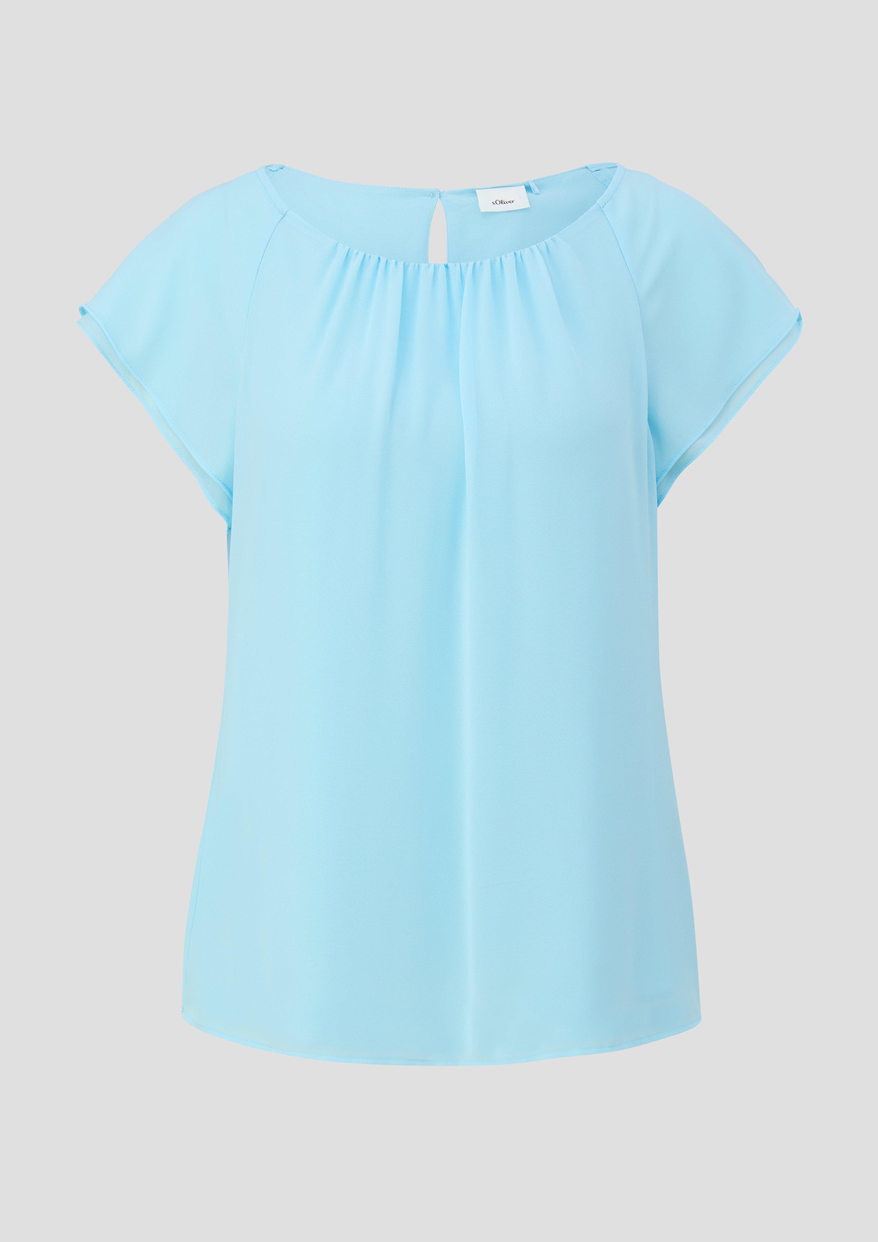 s.Oliver - Chiffon-Bluse mit Double-Layer Ärmeln, Damen, blau