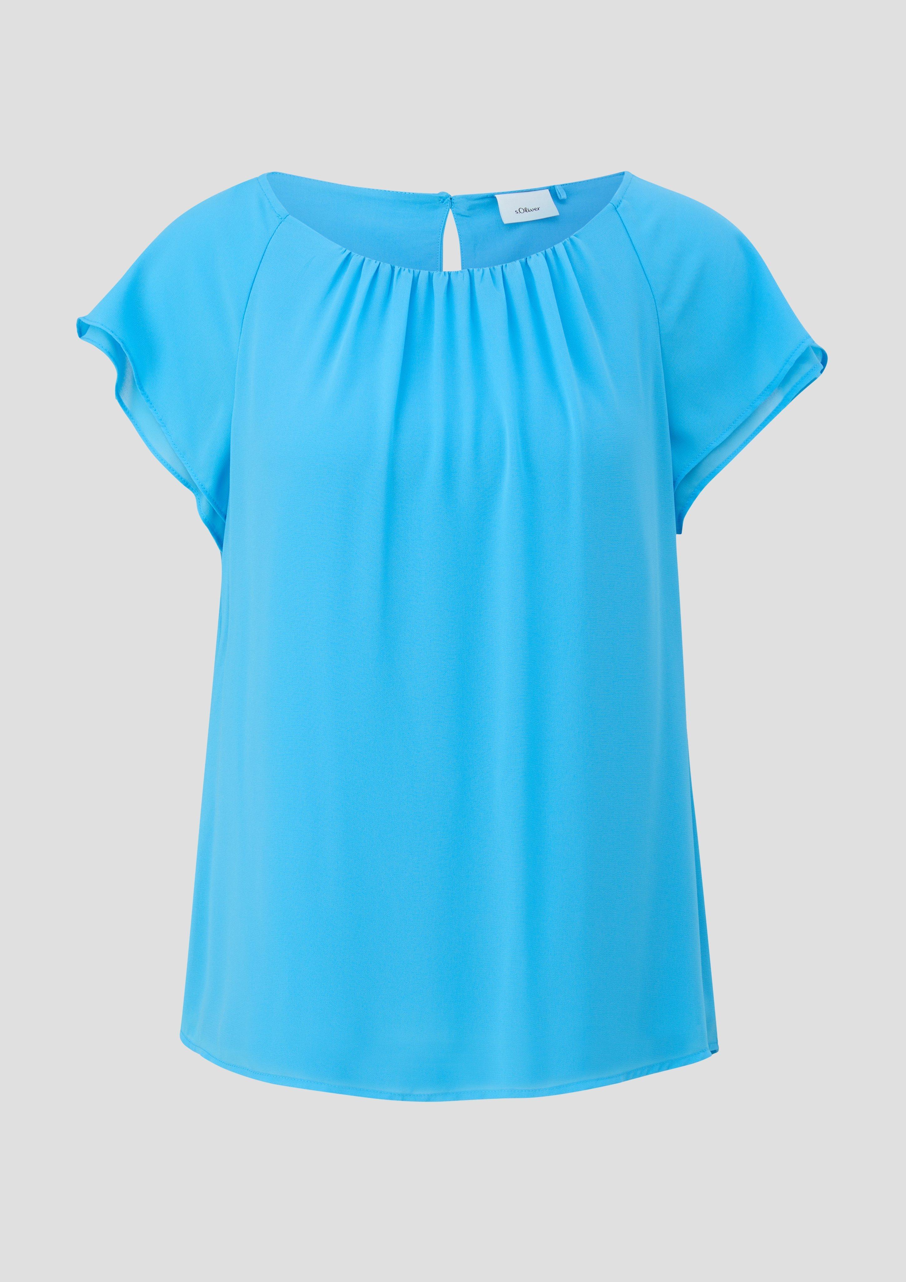 s.Oliver - Chiffon-Bluse mit Double-Layer Ärmeln, Damen, blau