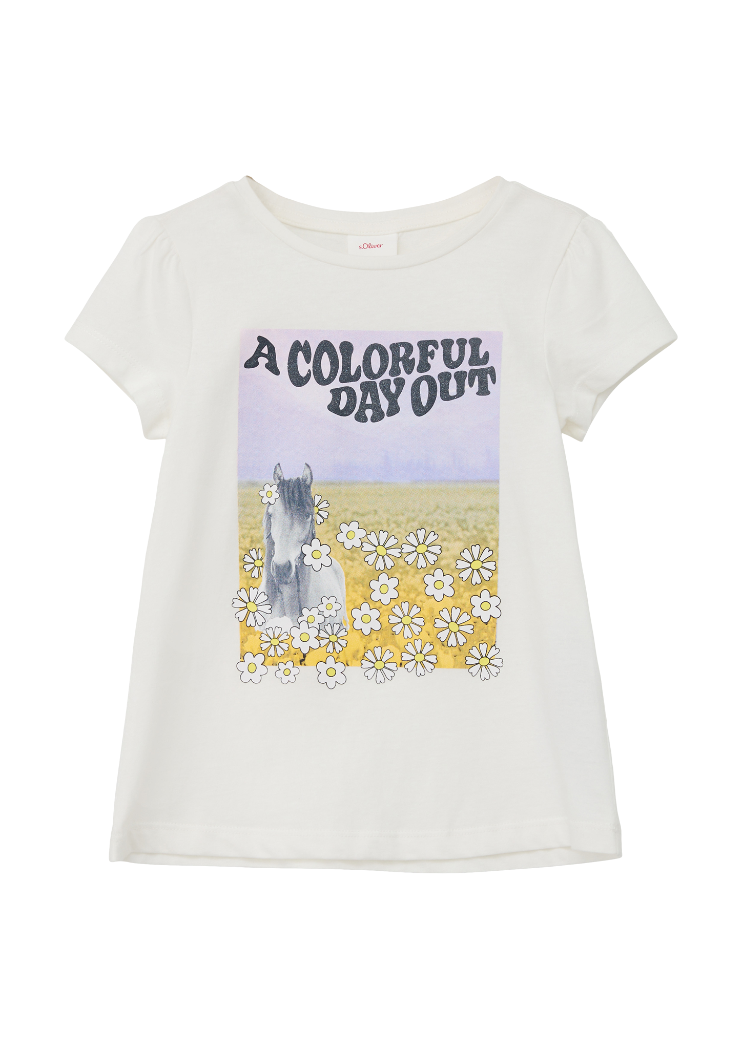 s.Oliver - T-Shirt mit Fotoprint, Kinder, creme|weiß