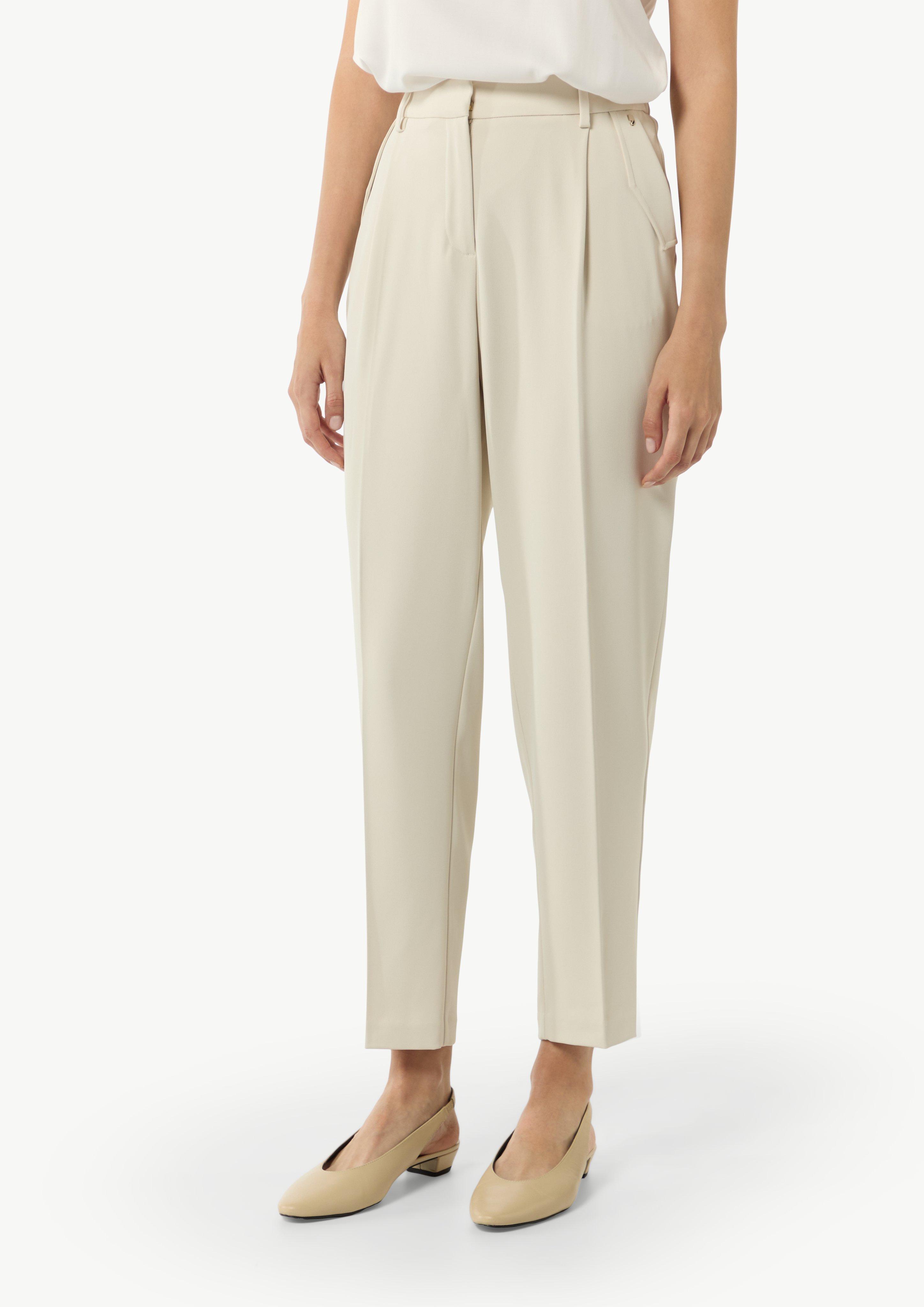 Pleated trousers with elastic waistband - Beige | SCAYLE