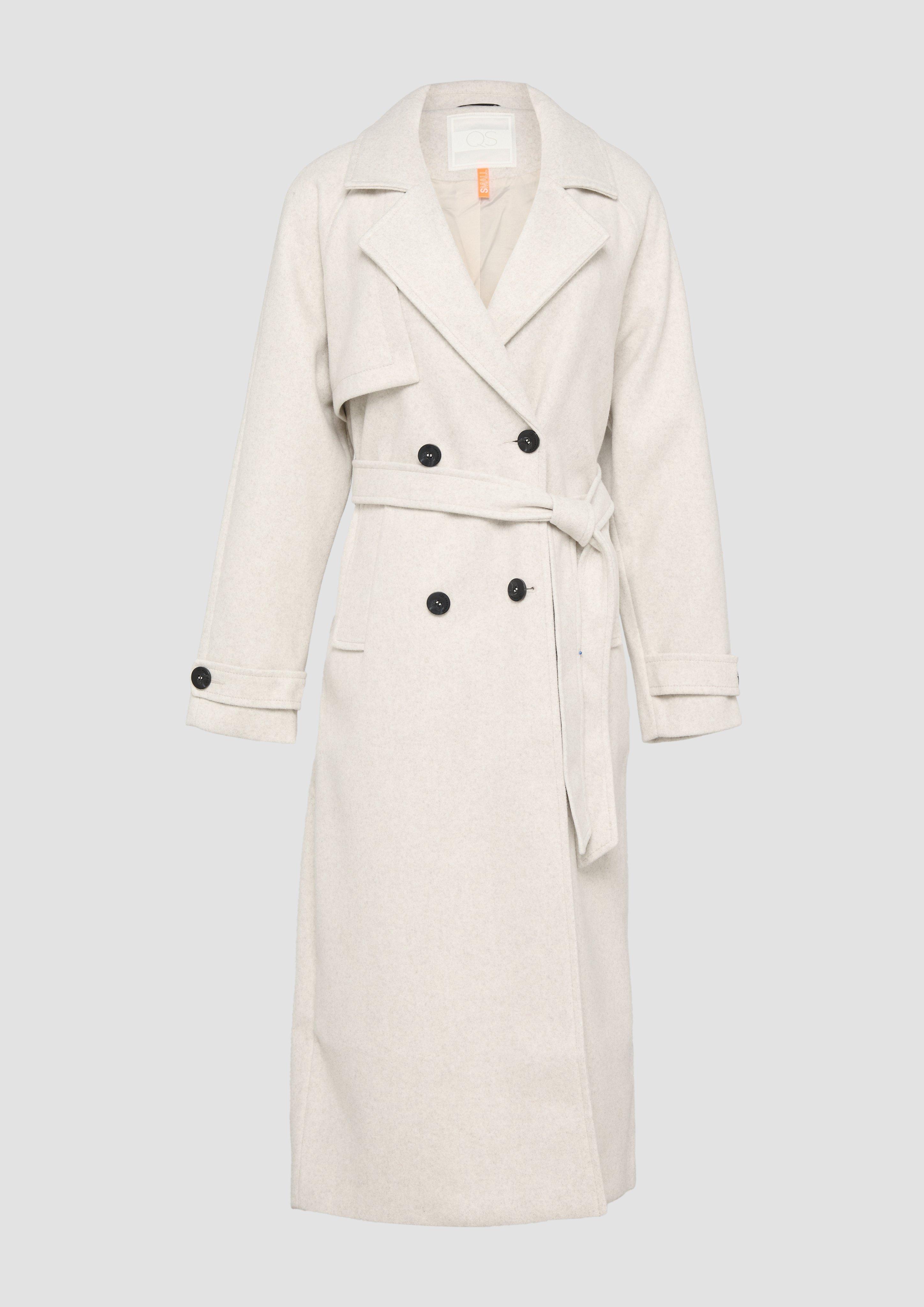 QS - Trenchcoat in Wolloptik, Damen, Beige