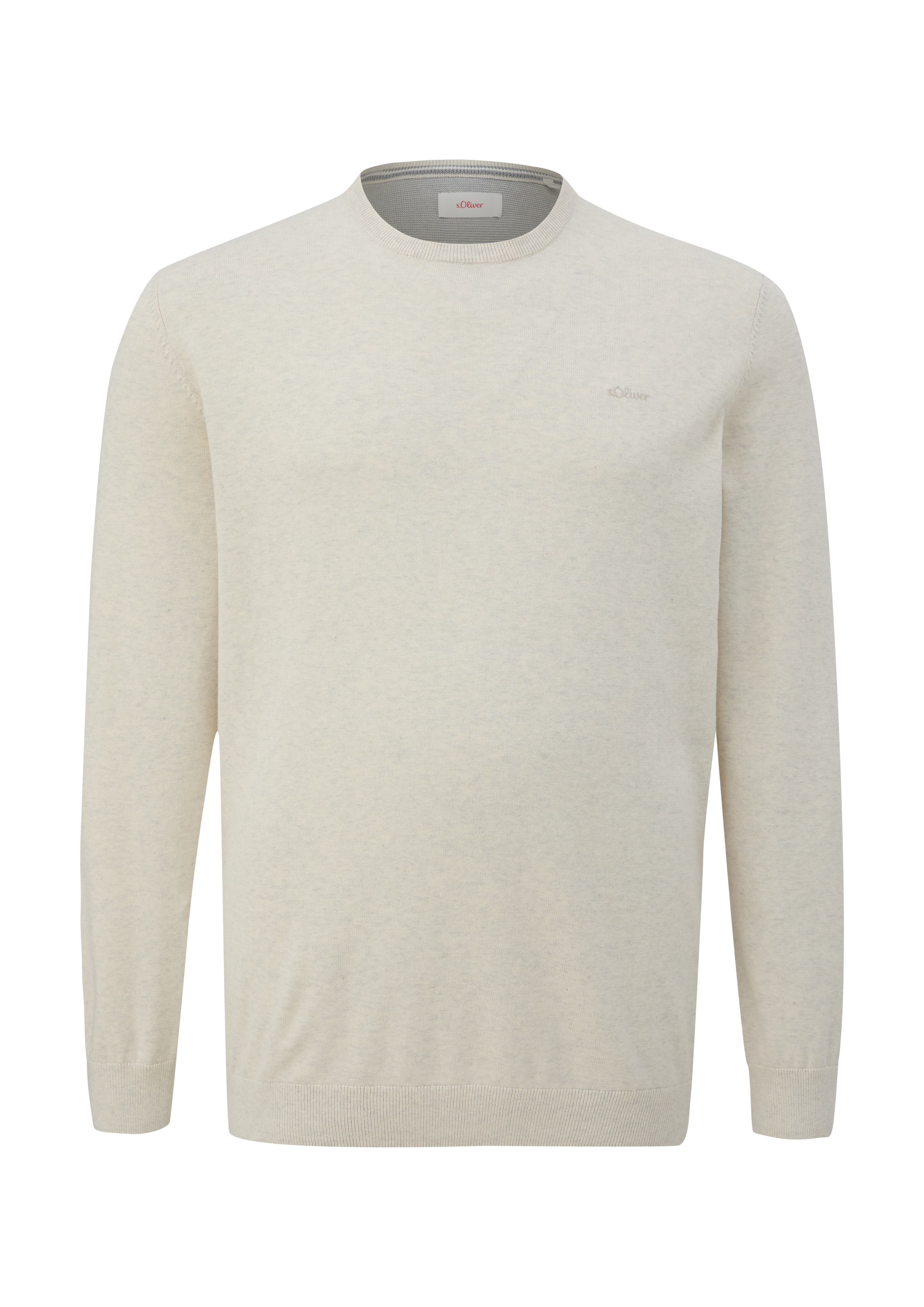 s.Oliver - Strickpullover mit Logo-Stickerei, Herren, creme