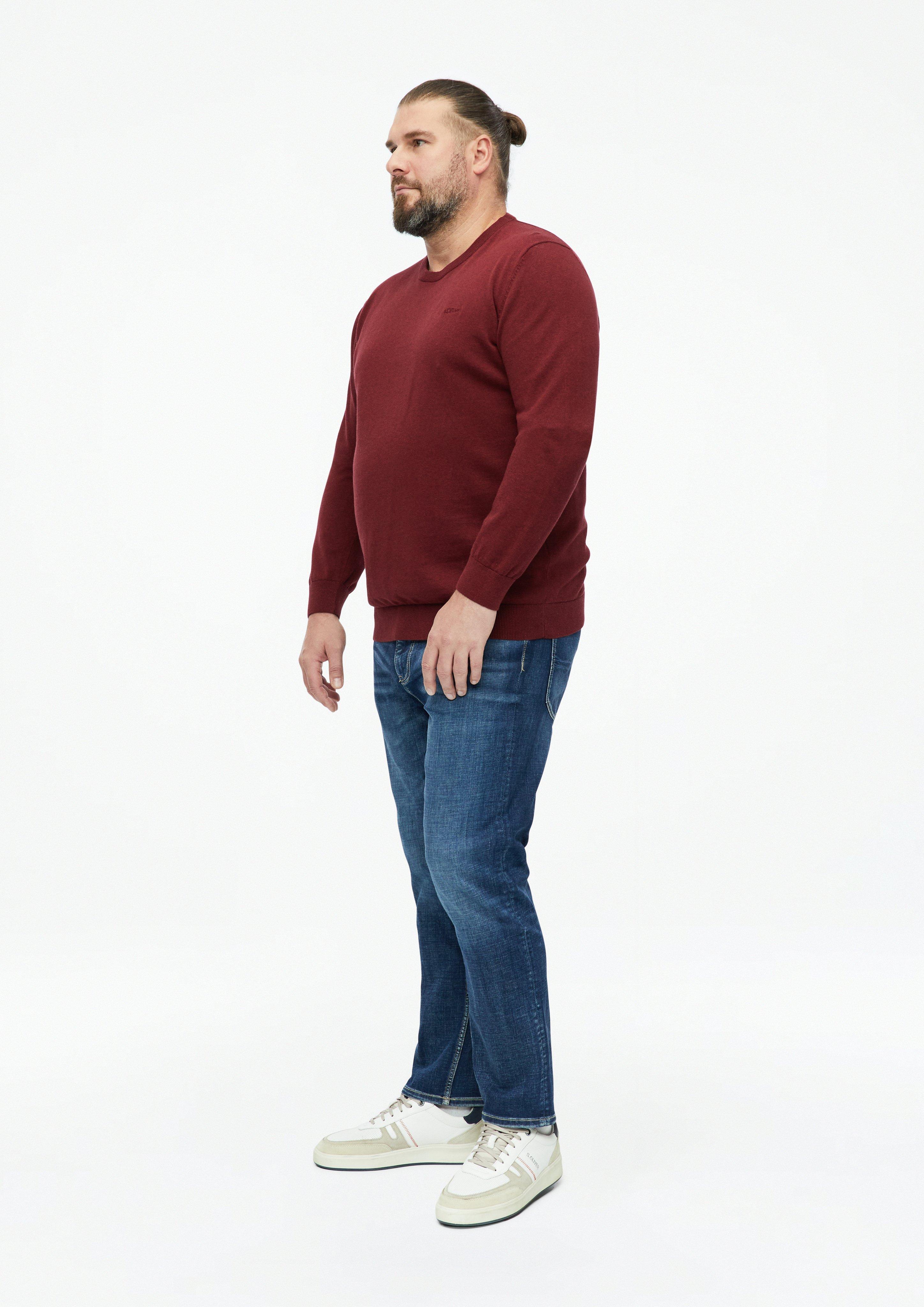 Pánové Pletený pulovr s vyšitým logem v barvě červená od s.Oliver Men Big Sizes
