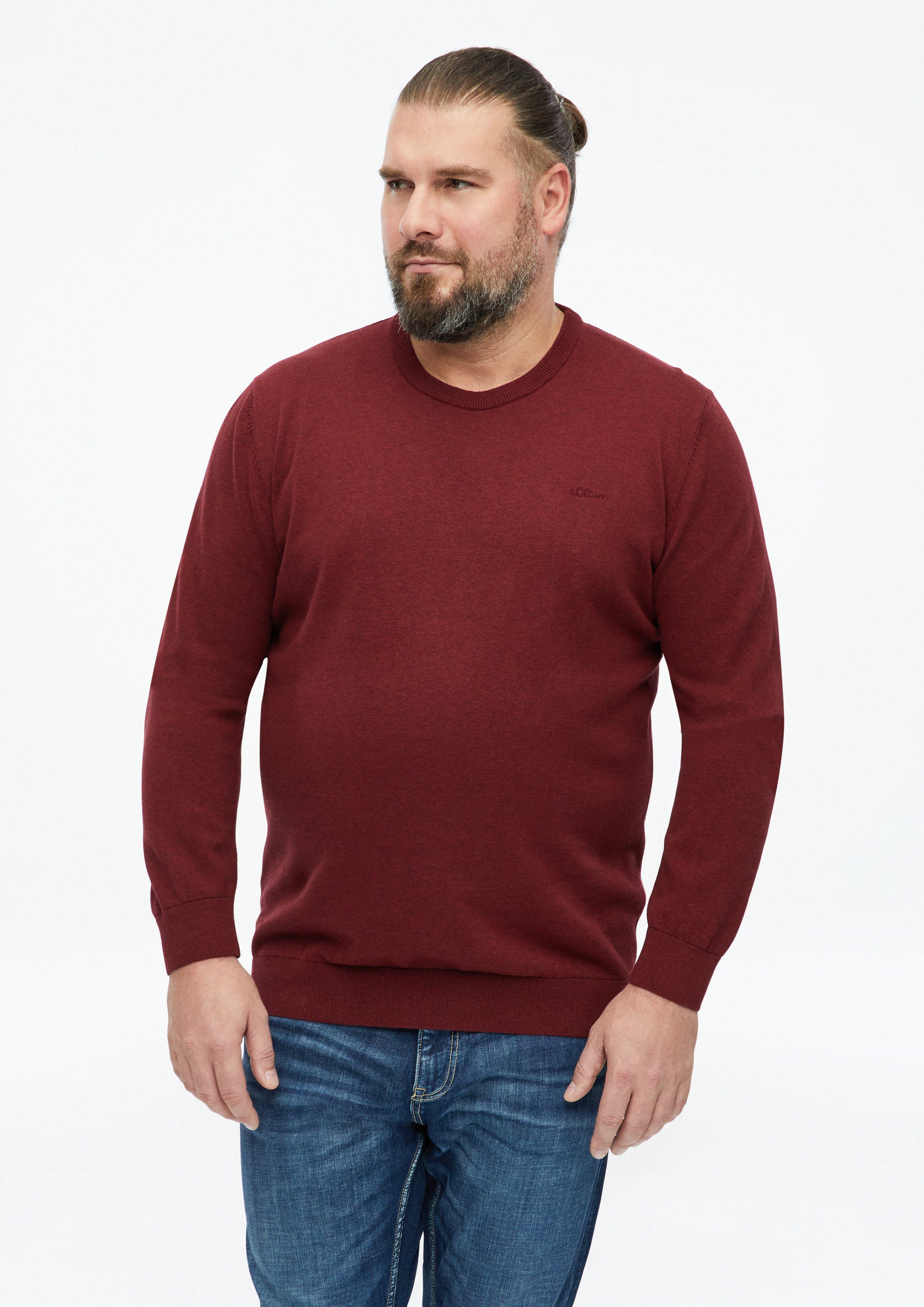 Pánové Pletený pulovr s vyšitým logem v barvě červená od s.Oliver Men Big Sizes
