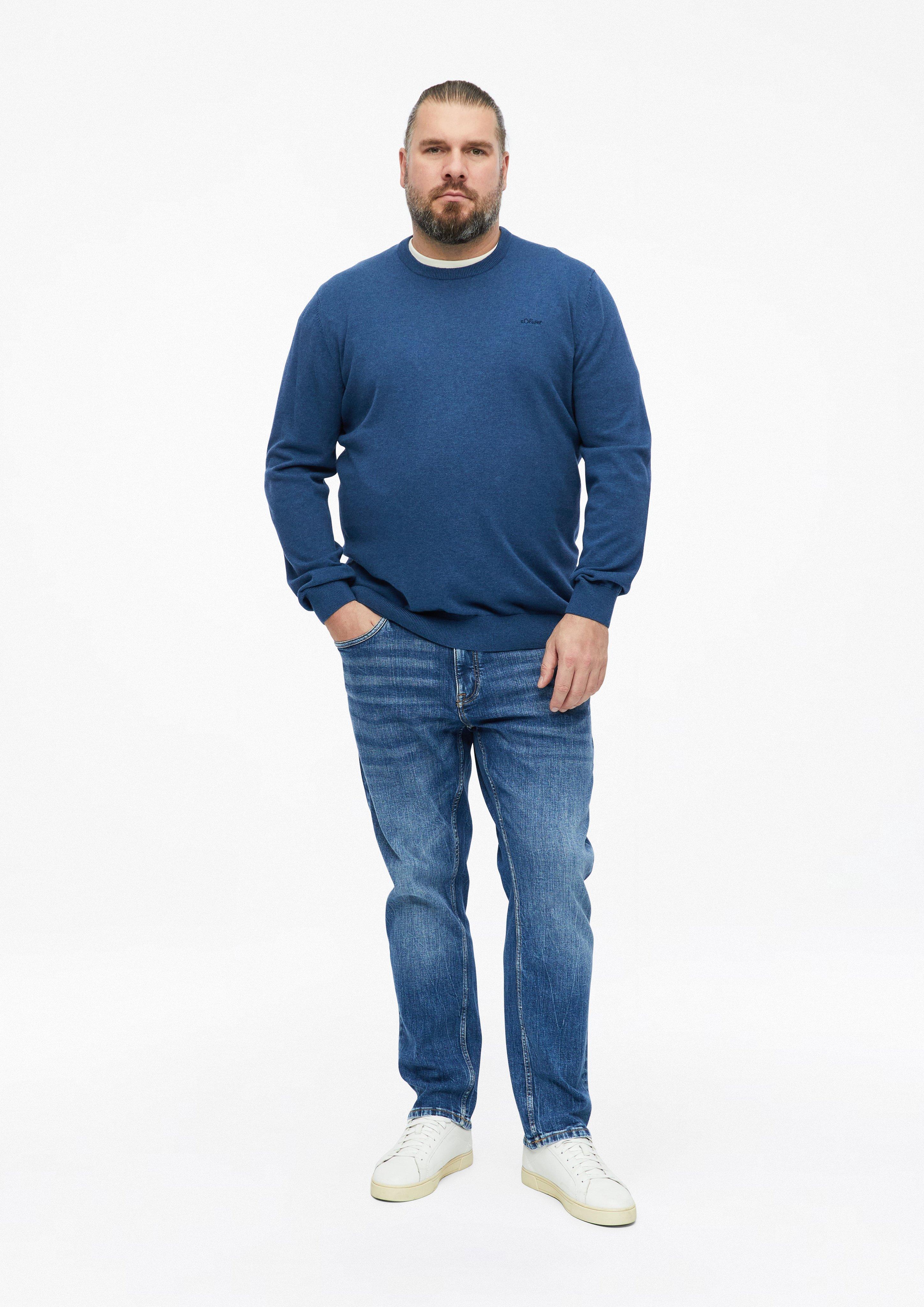 Pánové Pletený pulovr s vyšitým logem v barvě modrá od s.Oliver Men Big Sizes