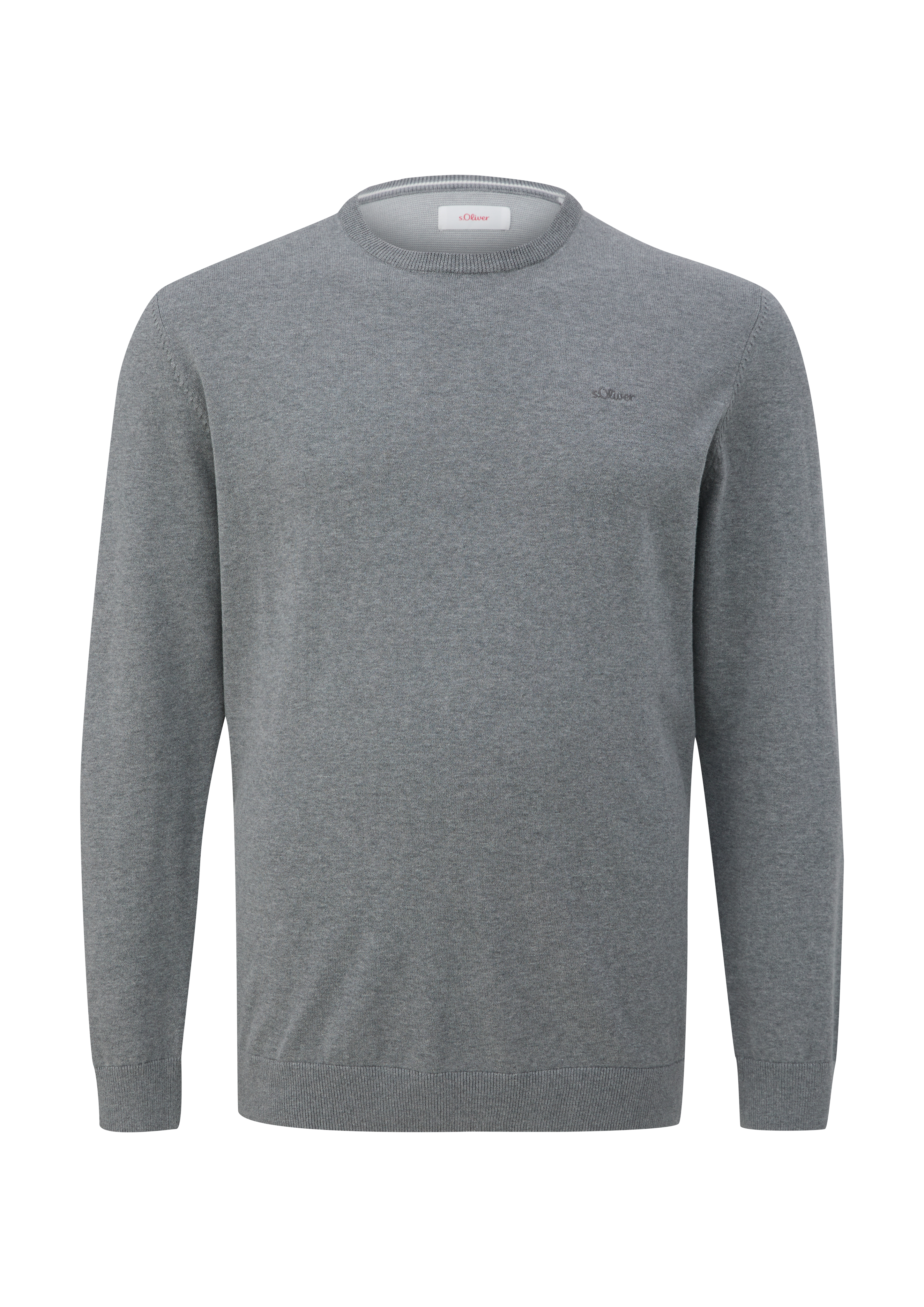 s.Oliver - Strickpullover mit Logo-Stickerei, Herren, grau