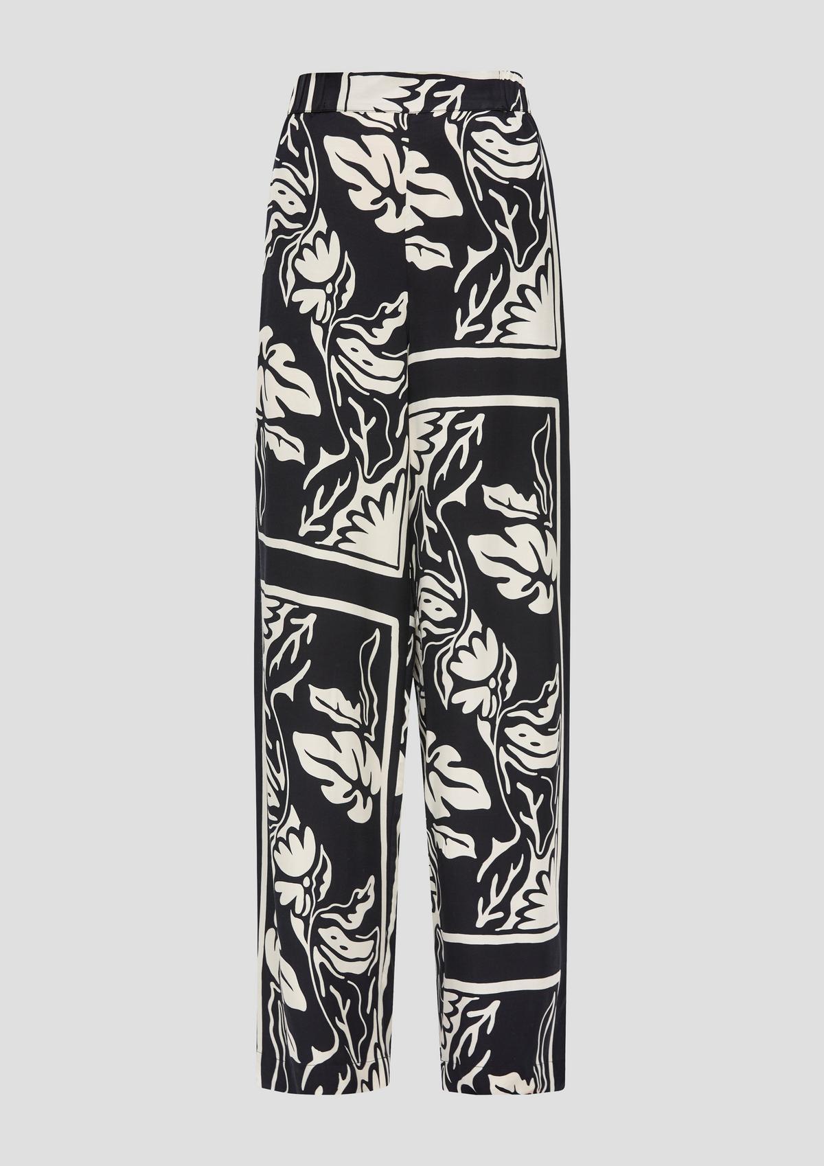 s.Oliver Satenske hlače s uzorkom sa širokim nogavicama i rastezljivim pojasom