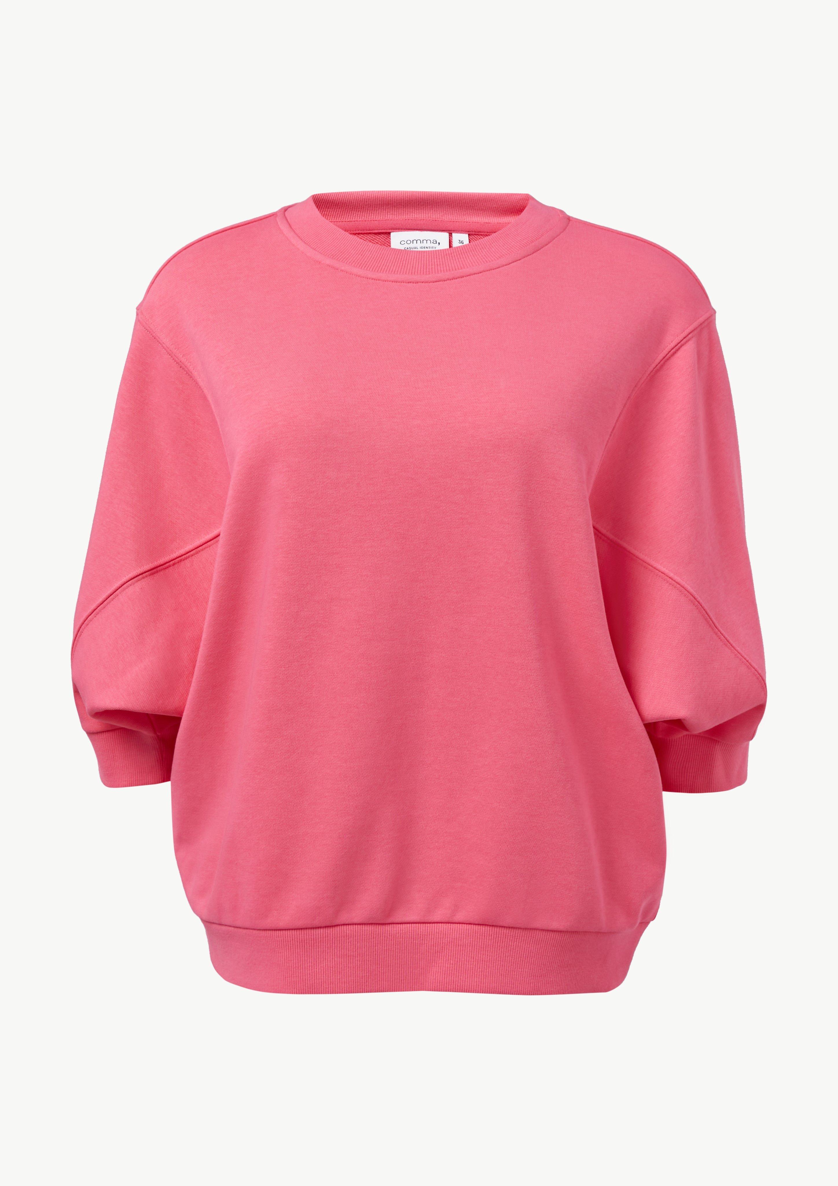 Sweatshirt with 3/4-length sleeves - pink | Comma Sweatshirt with 3/4-length sleeves - pink | Comma