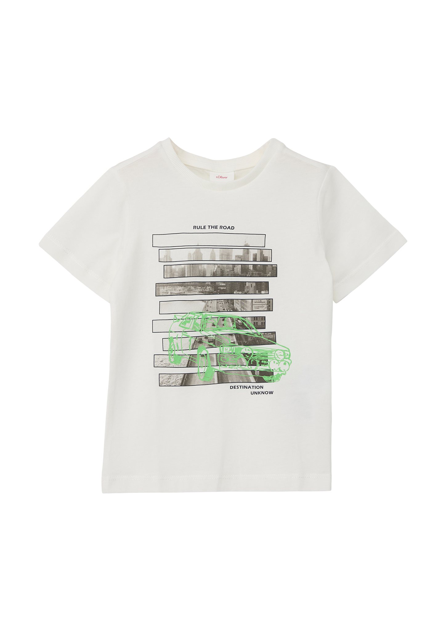 s.Oliver - Printshirt im Loose Fit, Kinder, creme|weiß