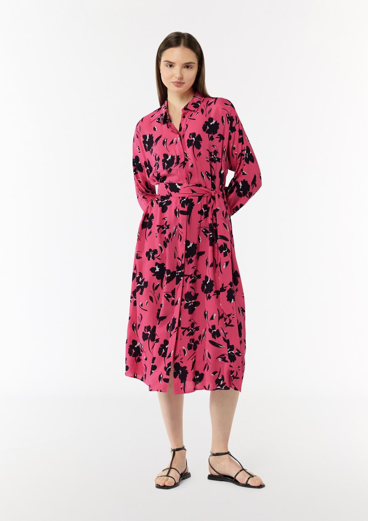 comma Midi-Kleid mit Hemdkragen