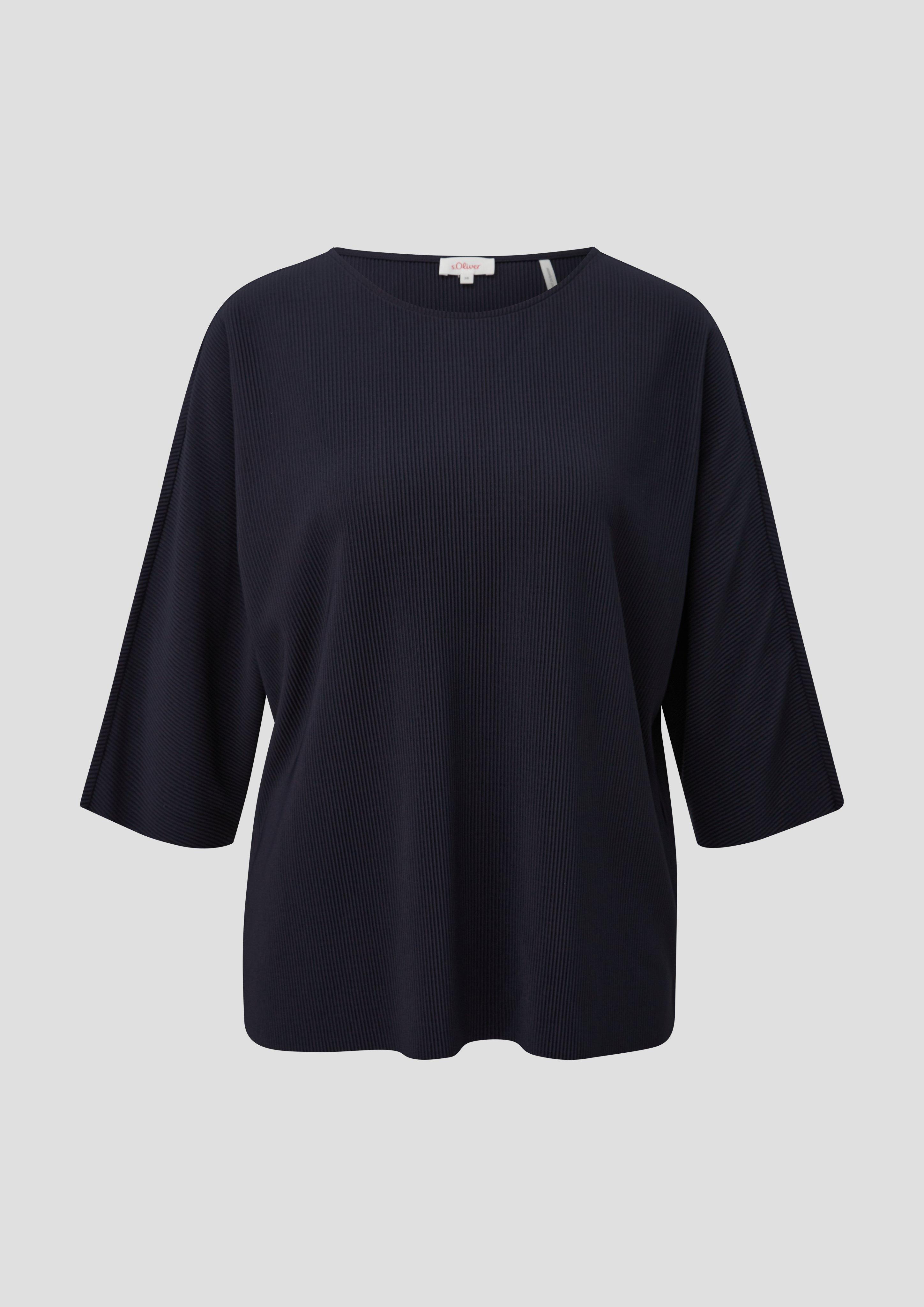 s.Oliver - Plissiertes Shirt aus Jersey, Damen, blau