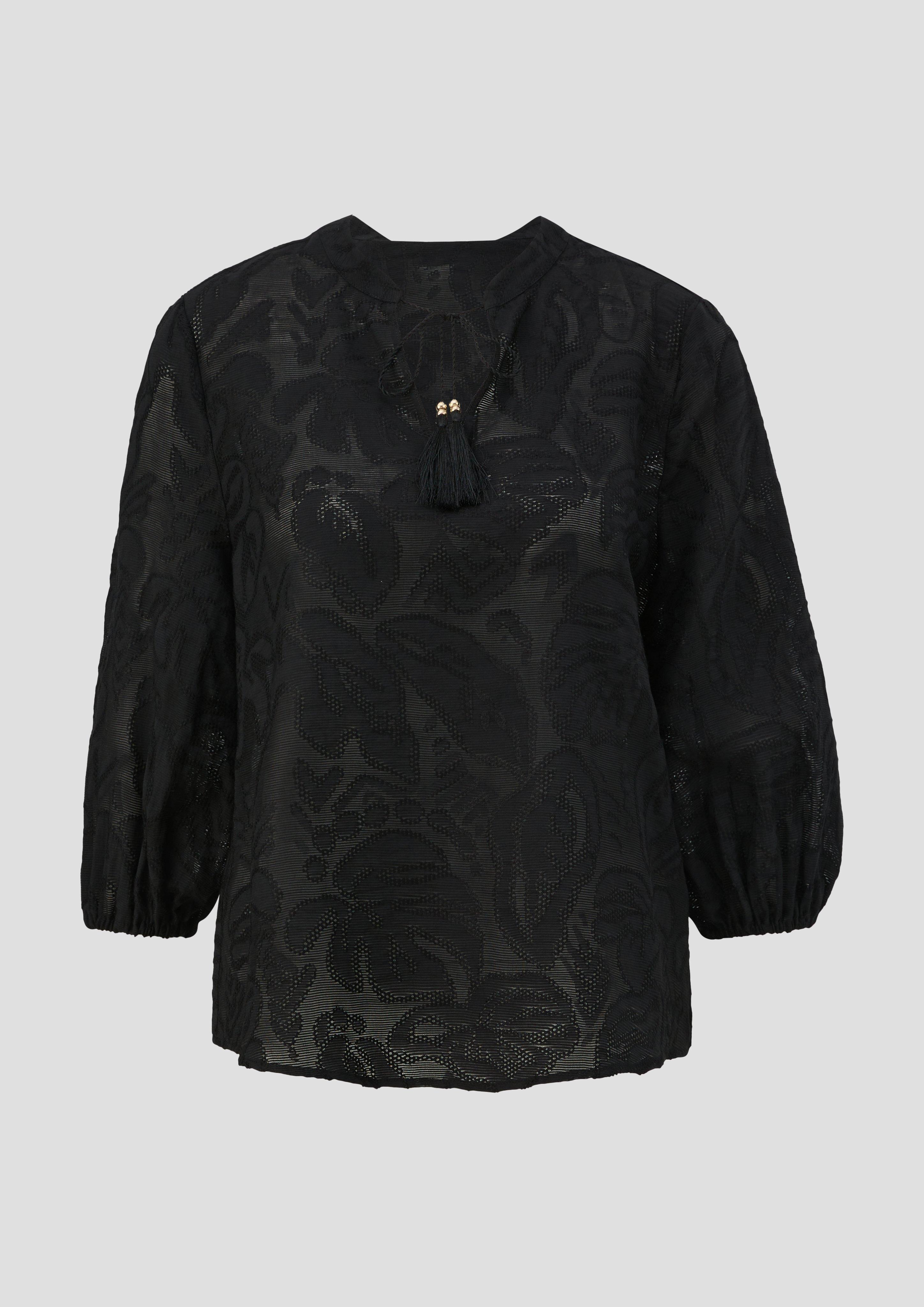 Thumbnail - s.Oliver - Tunikabluse im Leaf-Design aus Viskosemix, Damen, schwarz