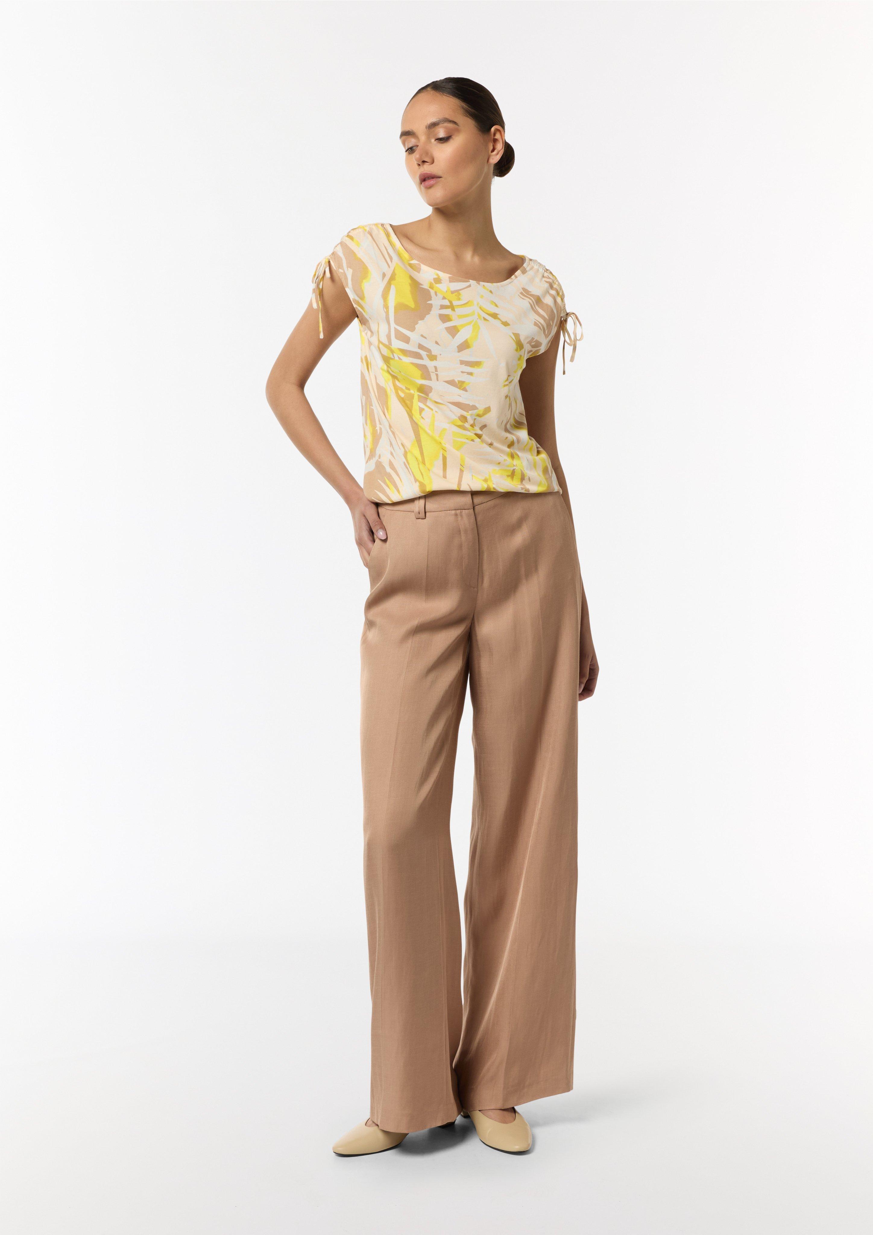 Sleeveless top with a ribbon detail - yellow | Comma Sleeveless top with a ribbon detail - yellow | Comma