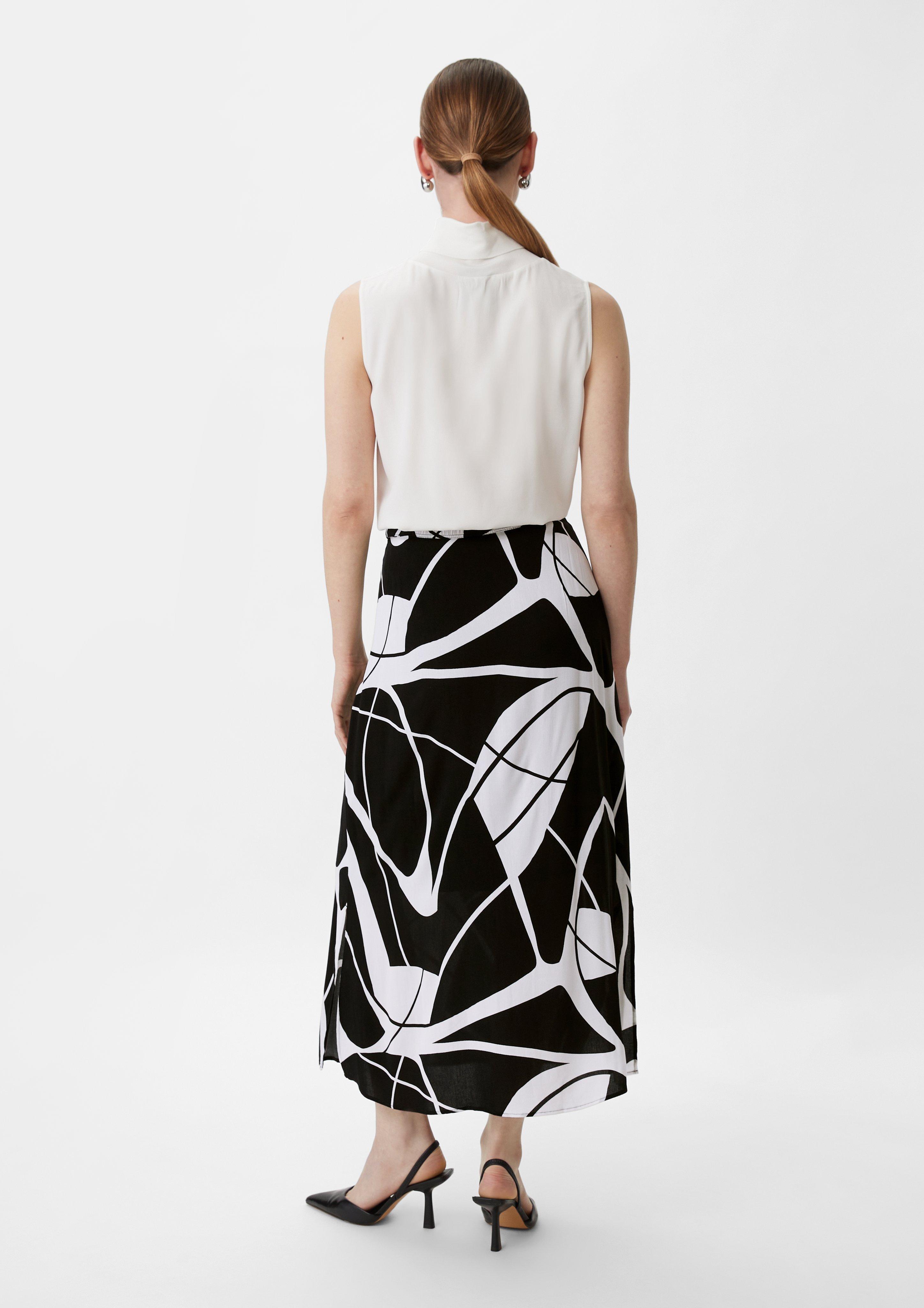 Viscose skirt with a tie - black | Comma Viscose skirt with a tie - black | Comma