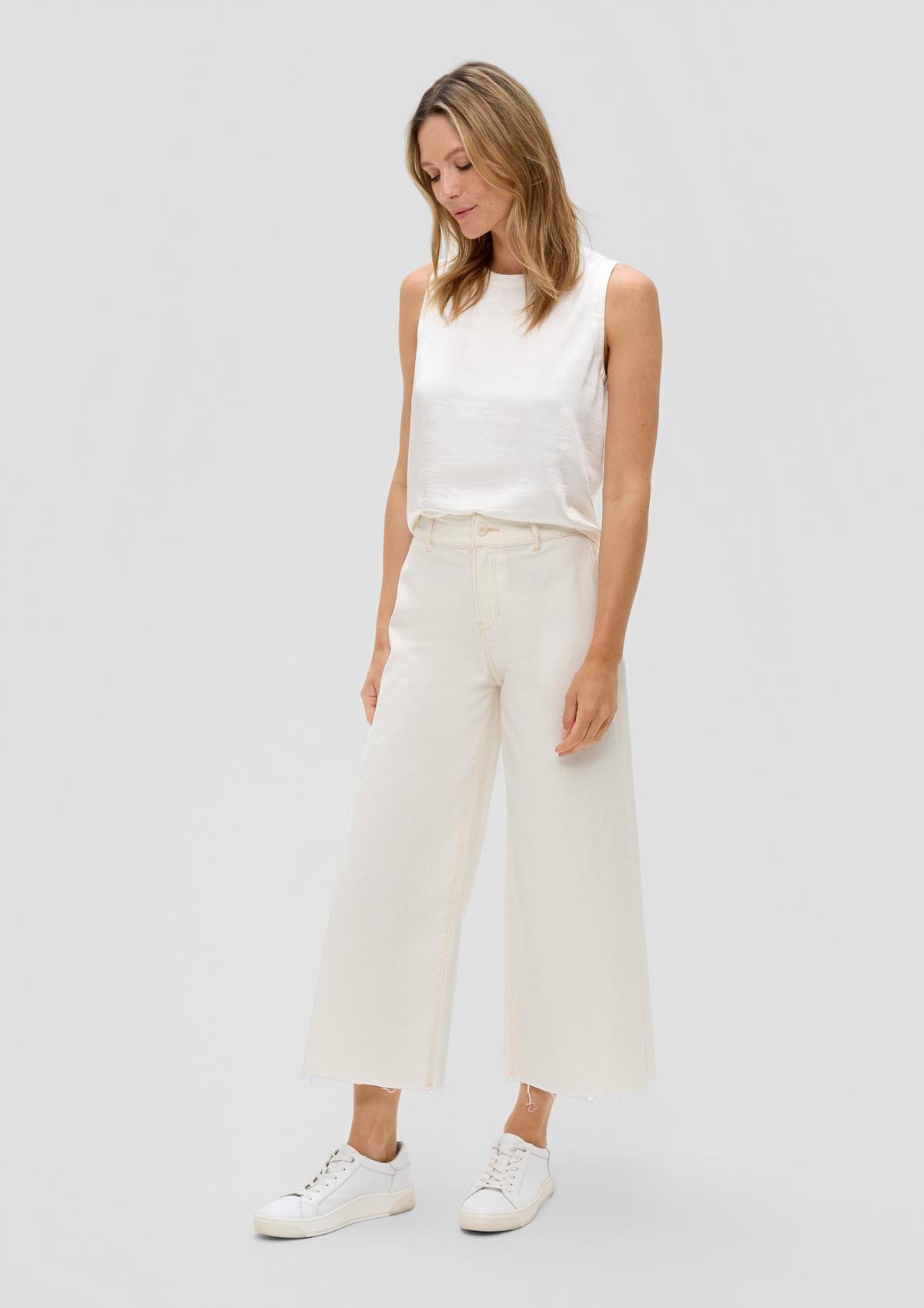 パンツ OHOTORO Culotte Pants White Suri culotte jeans / regular fit / mid rise / wide leg
