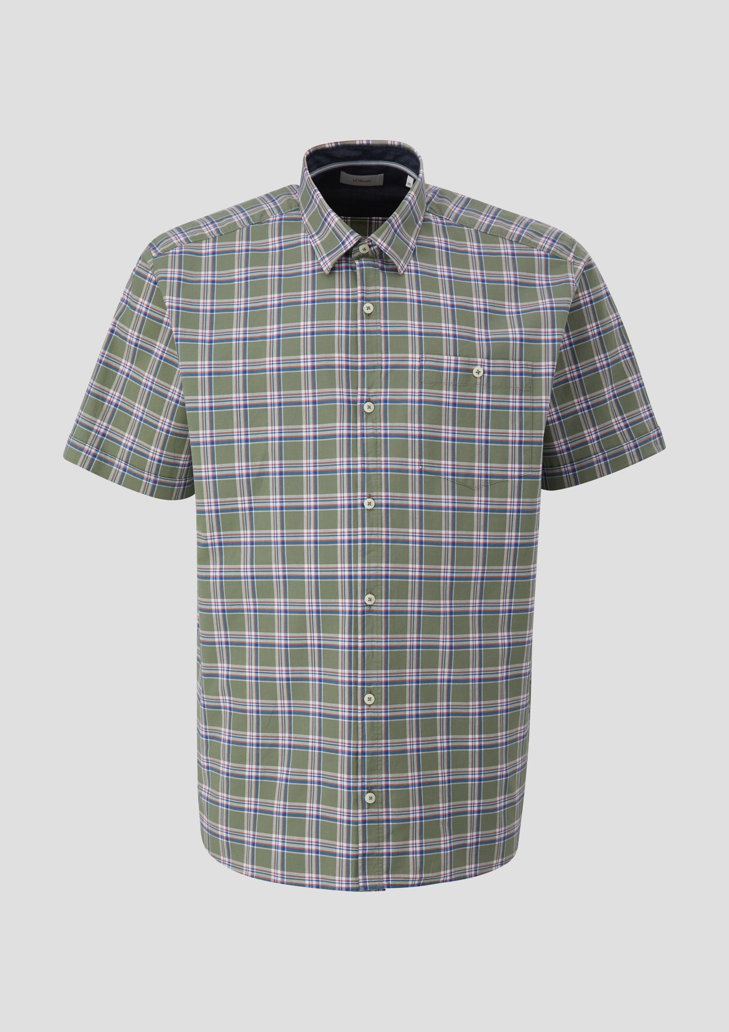 s.Oliver Regular: Gemustertes Kurzarmhemd mit Brusttasche