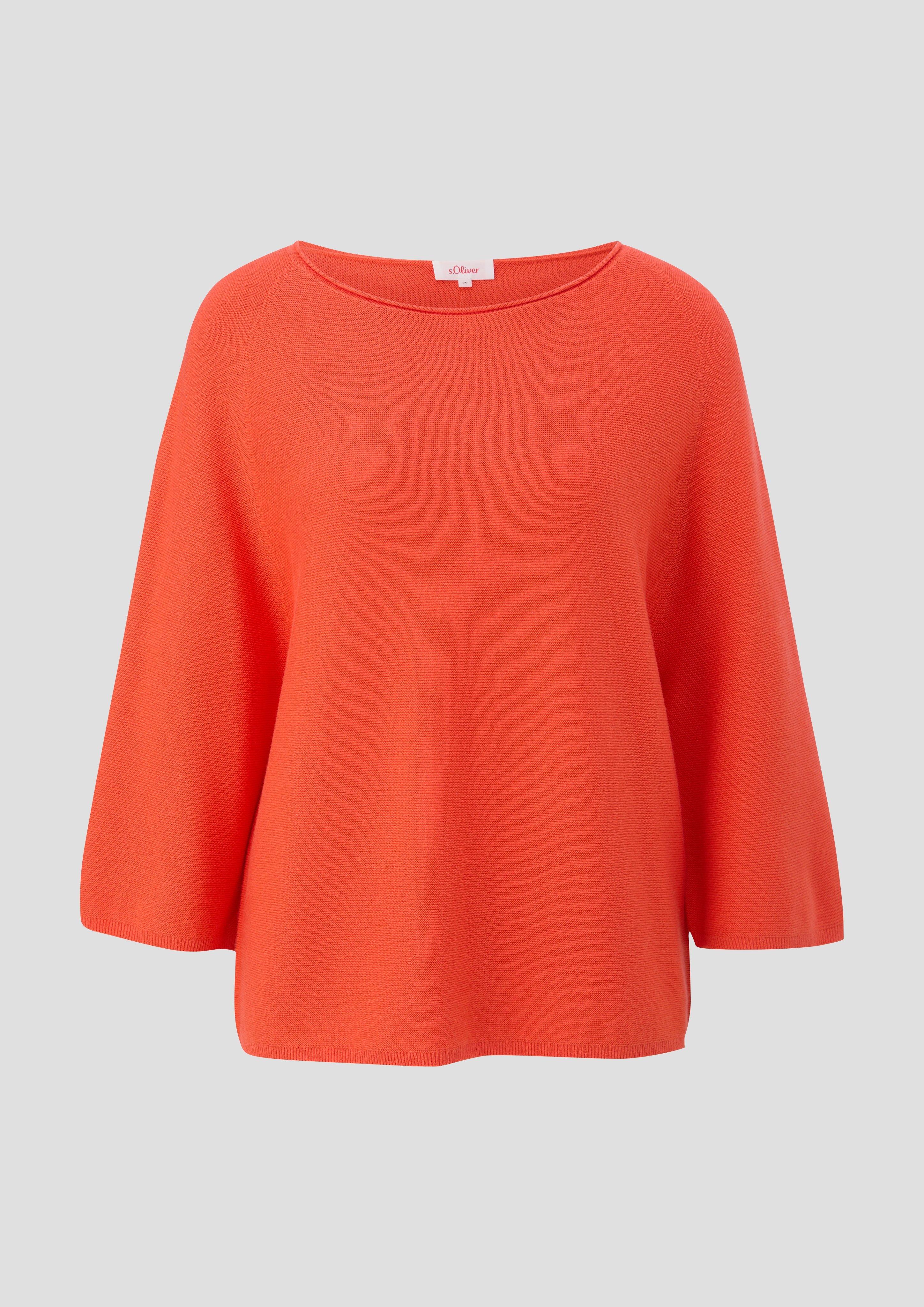 s.Oliver - Strickpullover mit weiten Ärmeln, Damen, Orange