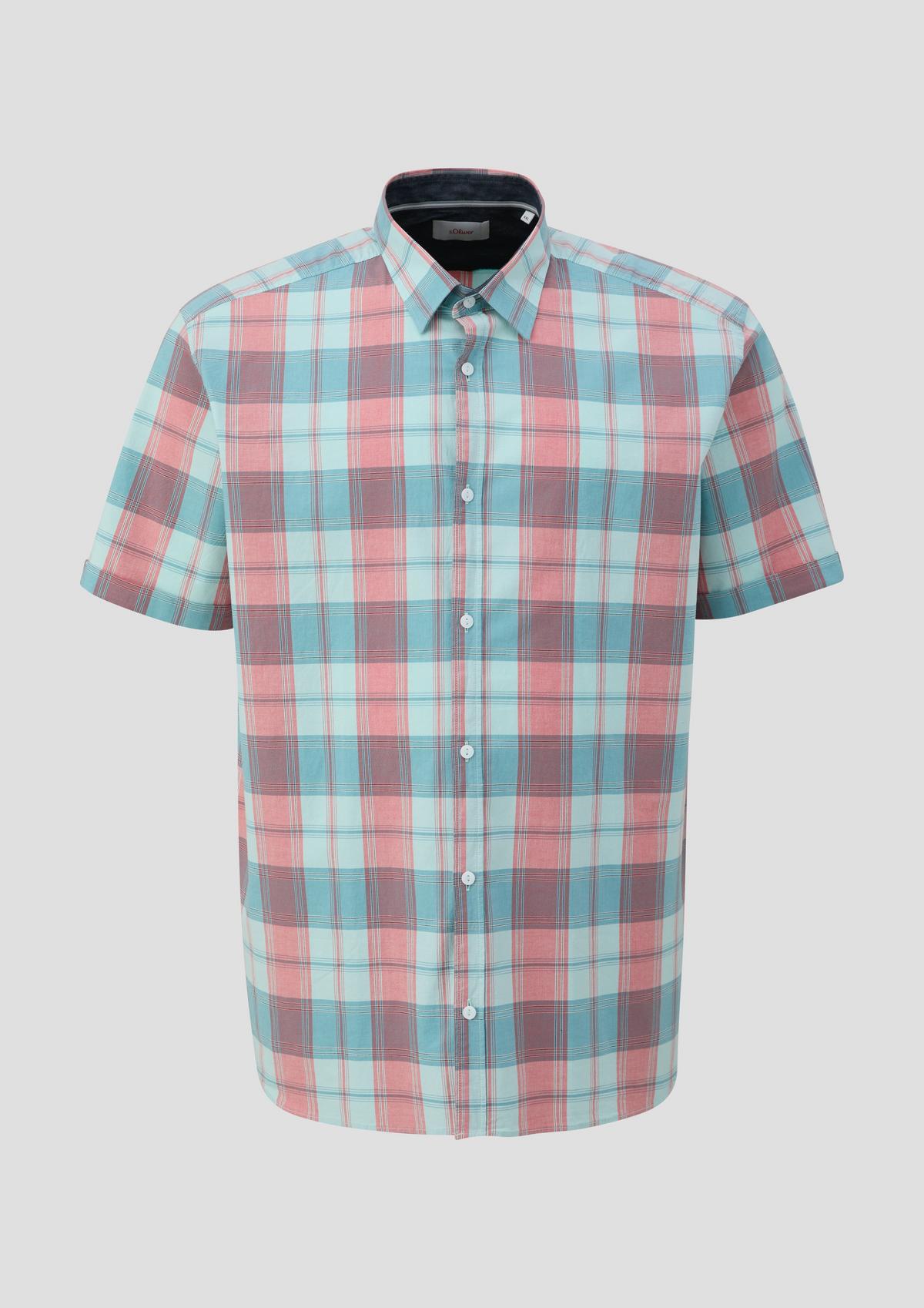 s.Oliver Check short sleeve shirt with a Kent collar