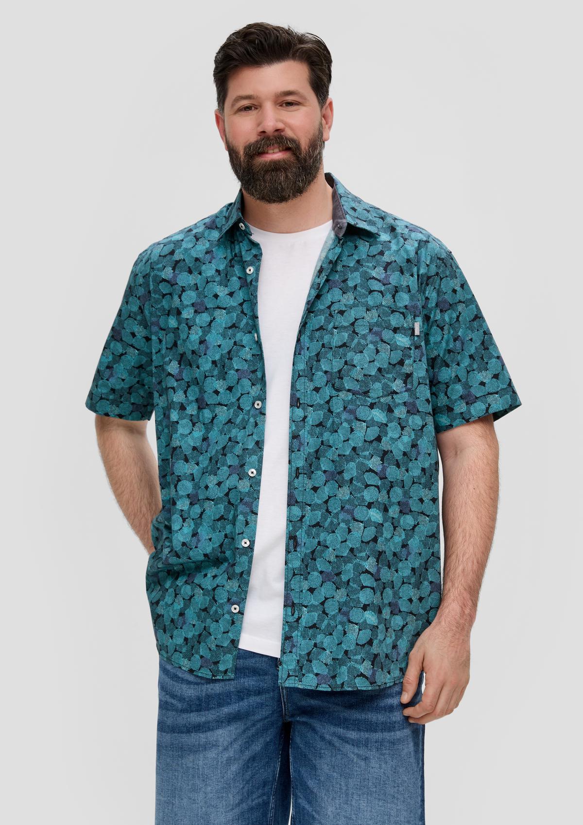 s.Oliver Slim: overhemd met korte mouwen en kentkraag