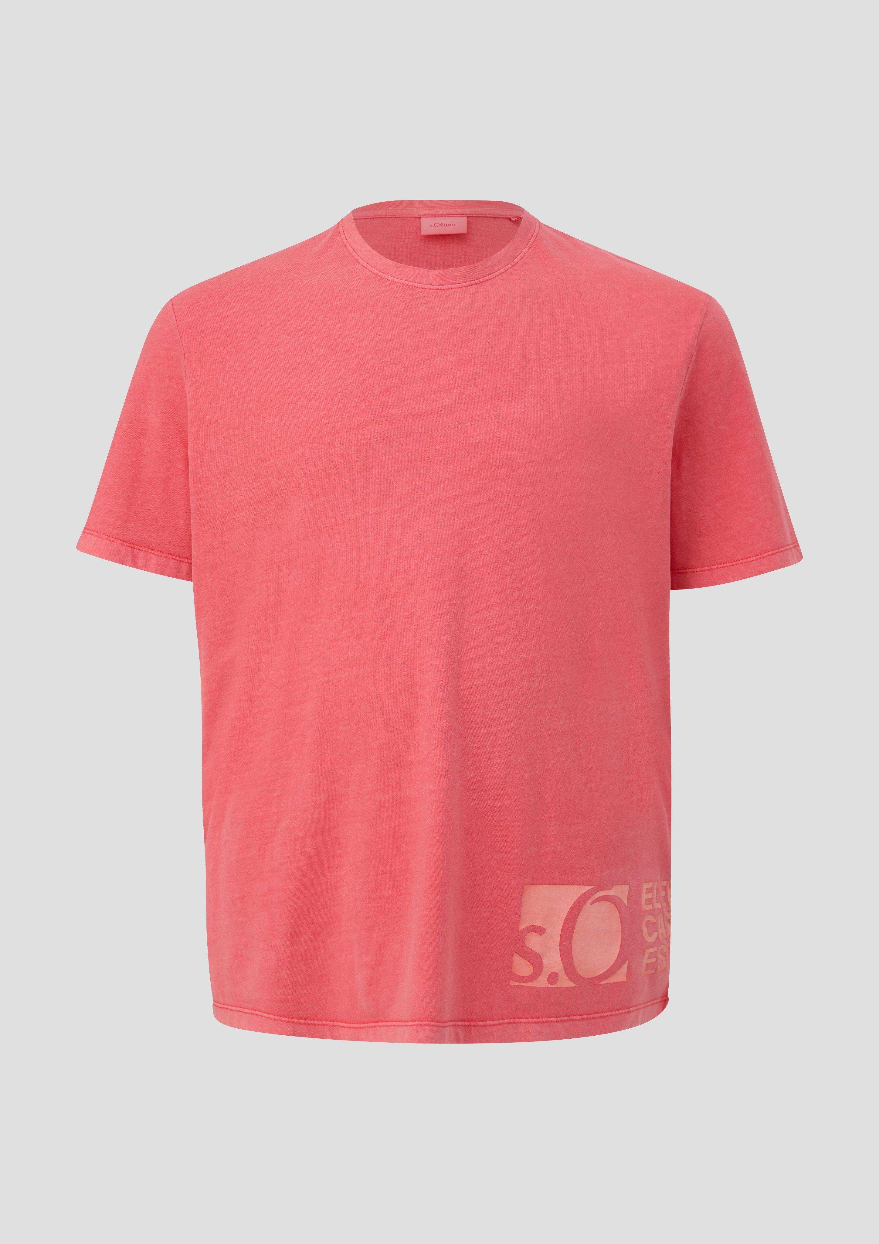 s.Oliver - T-Shirt mit Label-Print, Herren, rot