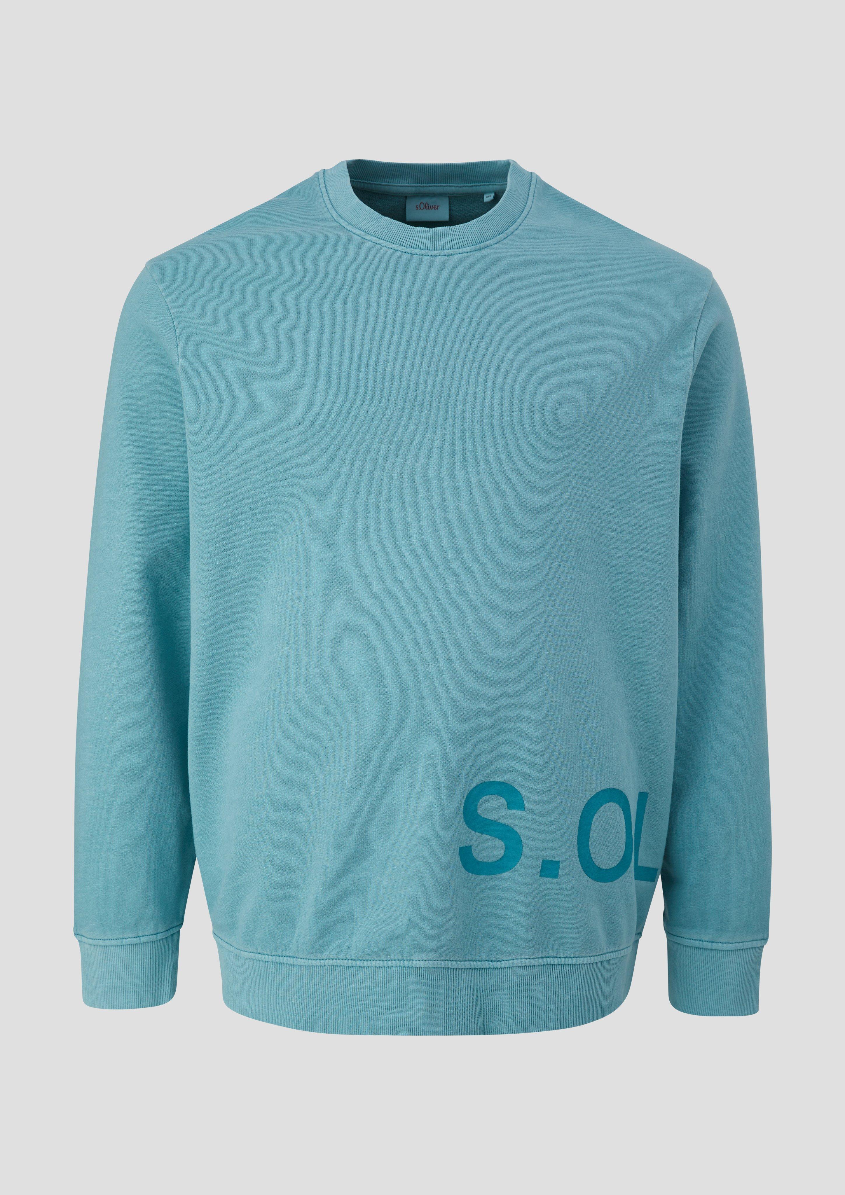 s.Oliver - Baumwoll-Sweatshirt mit Logo-Print, Herren, türkis