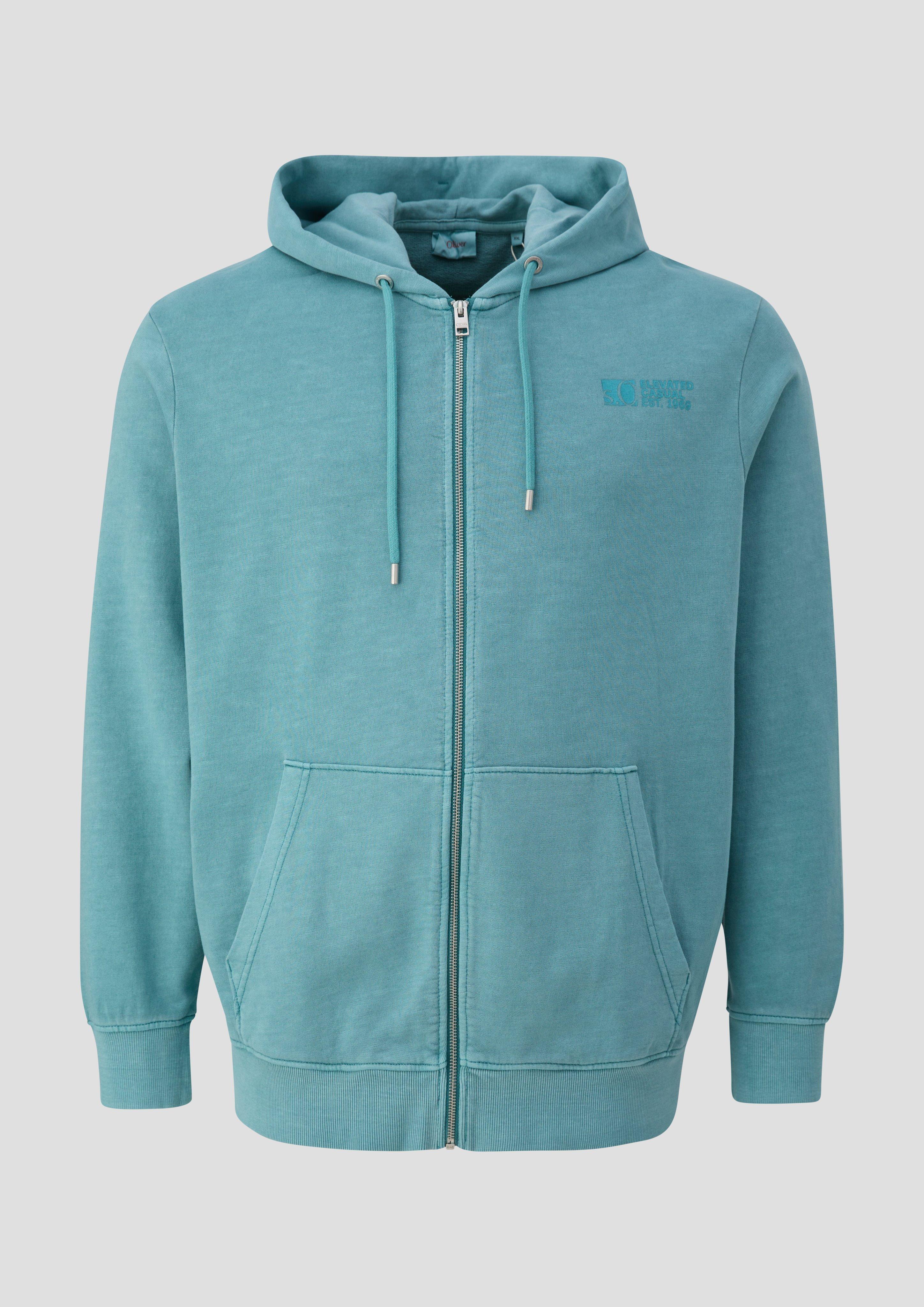 s.Oliver Sweatshirtjacke mit Garment Dye und Kapuze