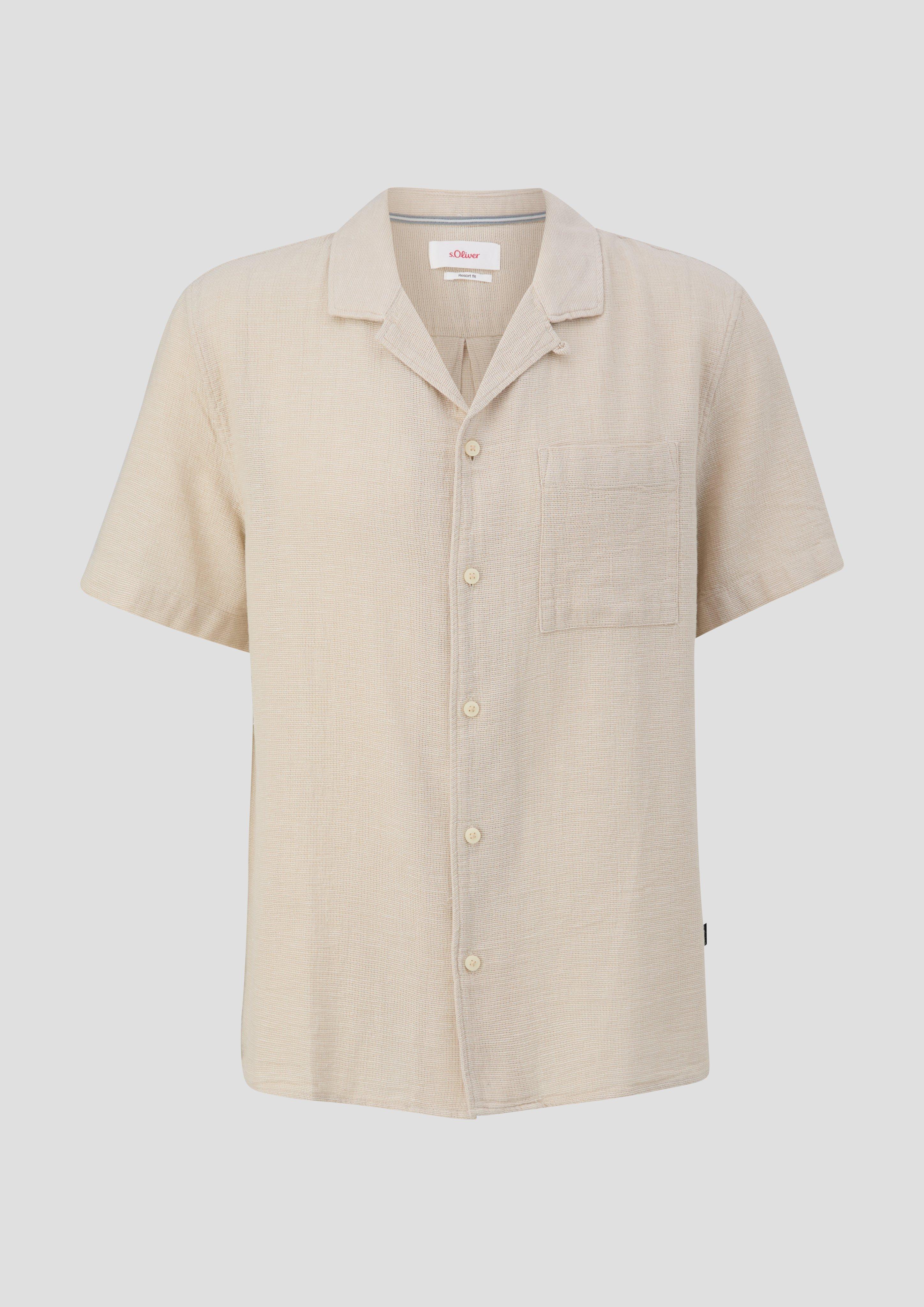 s.Oliver - Resort Fit: Kurzarmhemd aus Leinenmix, Herren, Beige