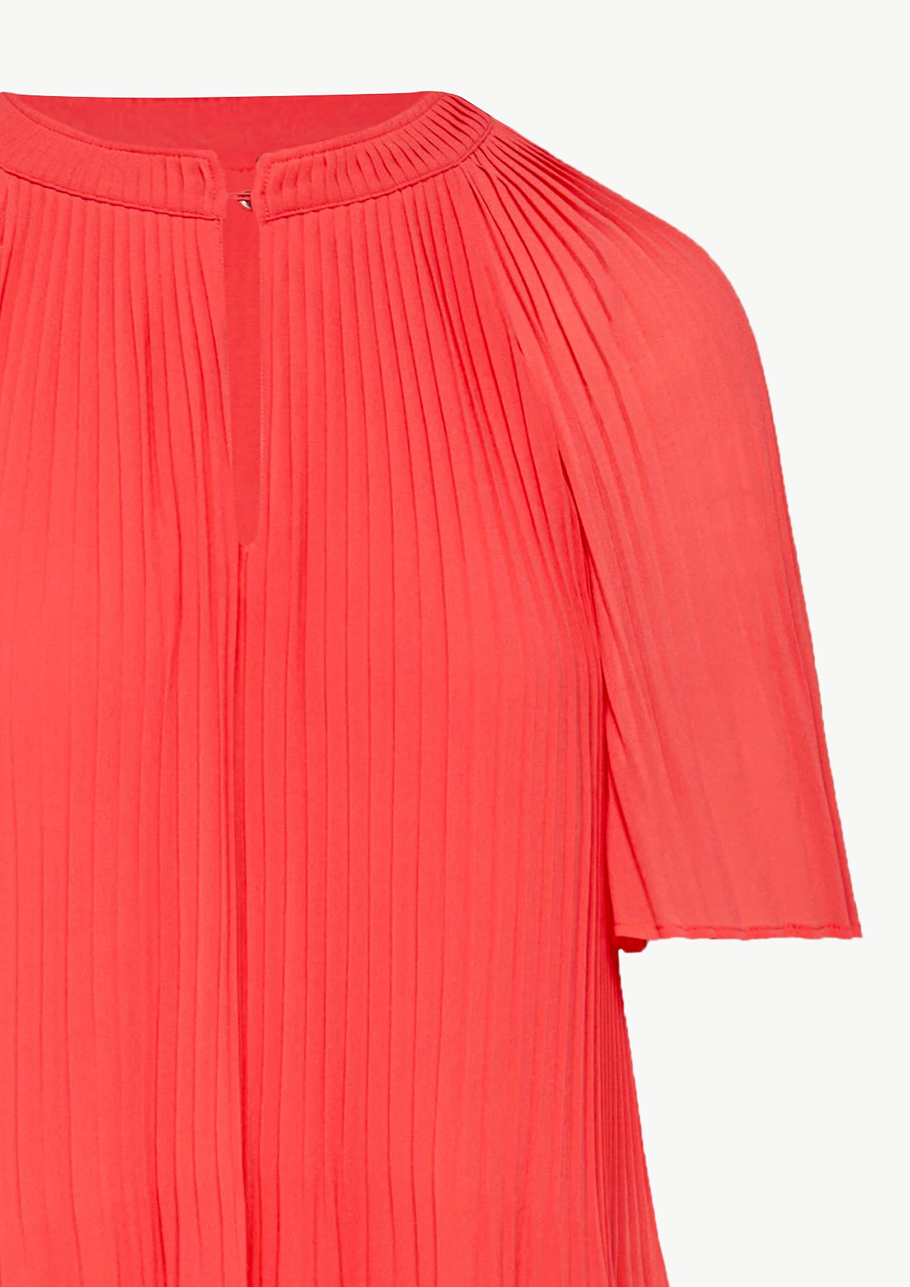 Chiffon dress with plissé pleats - coral red | Comma Chiffon dress with plissé pleats - coral red | Comma