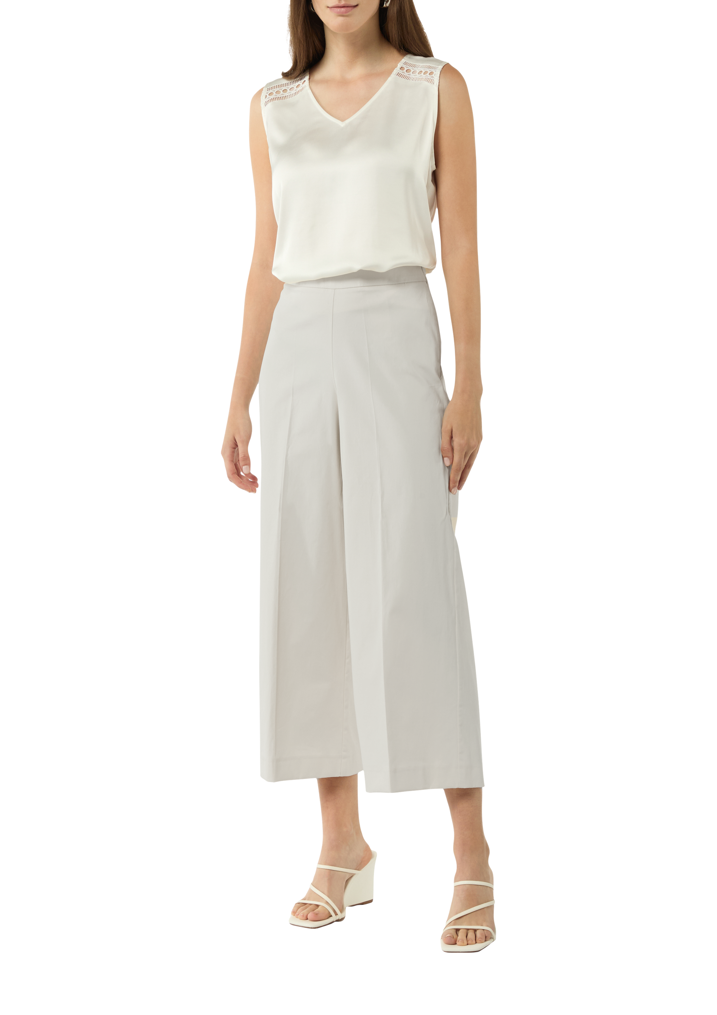 【SCENERITY】Adon wide cotton pants Cotton trousers with a semi-wide leg and a side zip - Beige