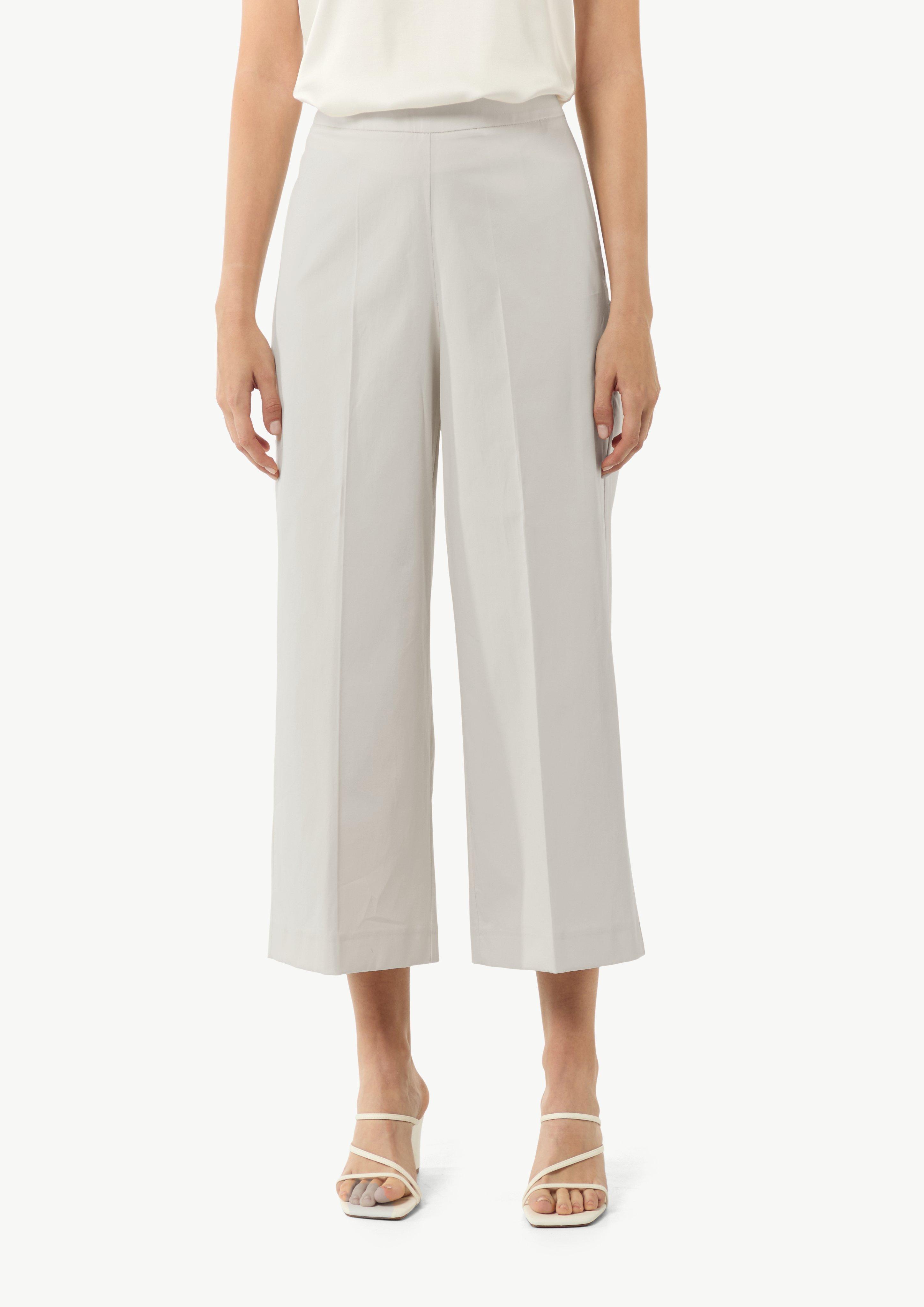 Cotton trousers with a semi-wide leg and a side zip - light Cotton trousers with a semi-wide leg and a side zip - light