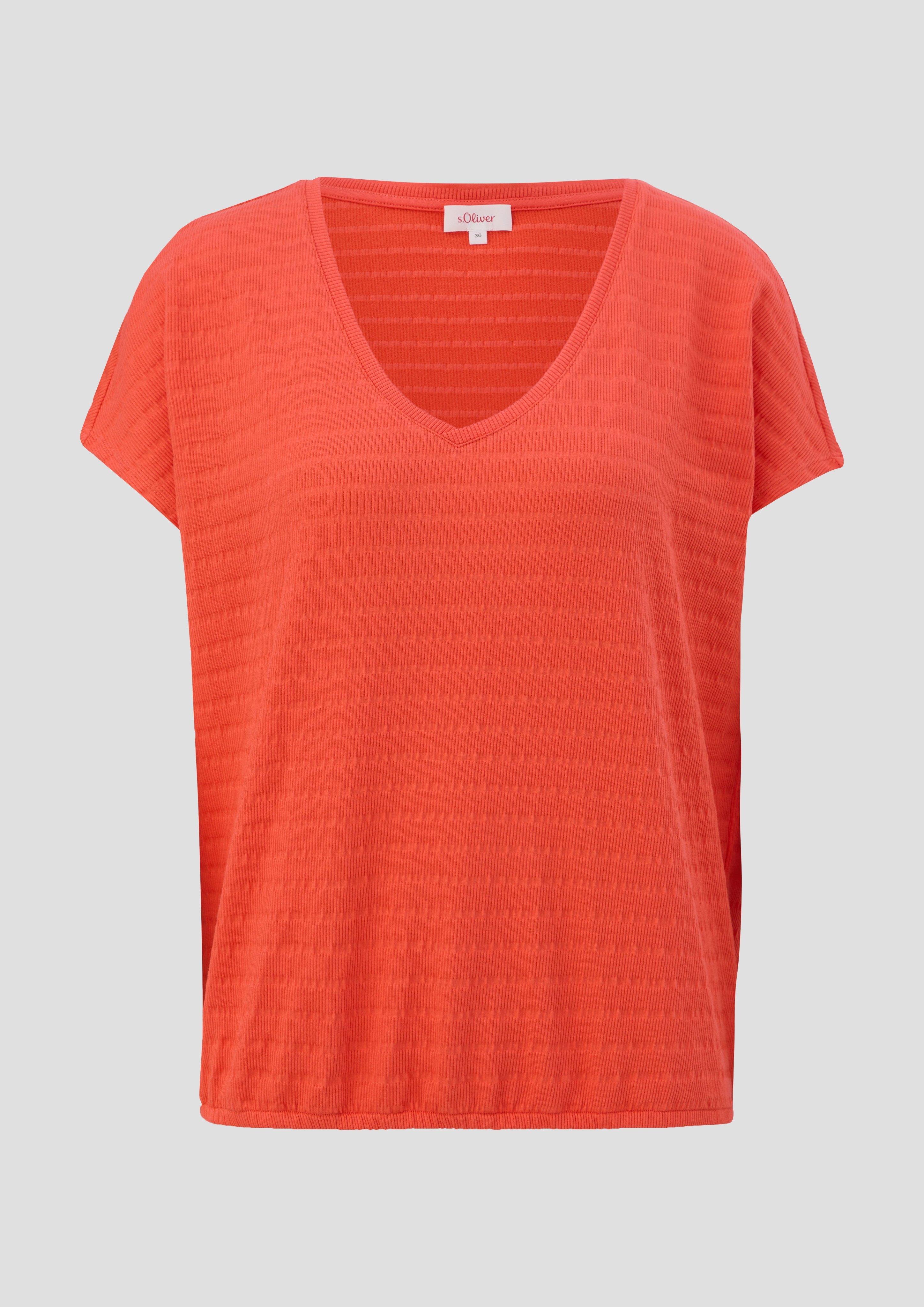 s.Oliver - T-Shirt mit überschnittenen Schultern, Damen, Orange