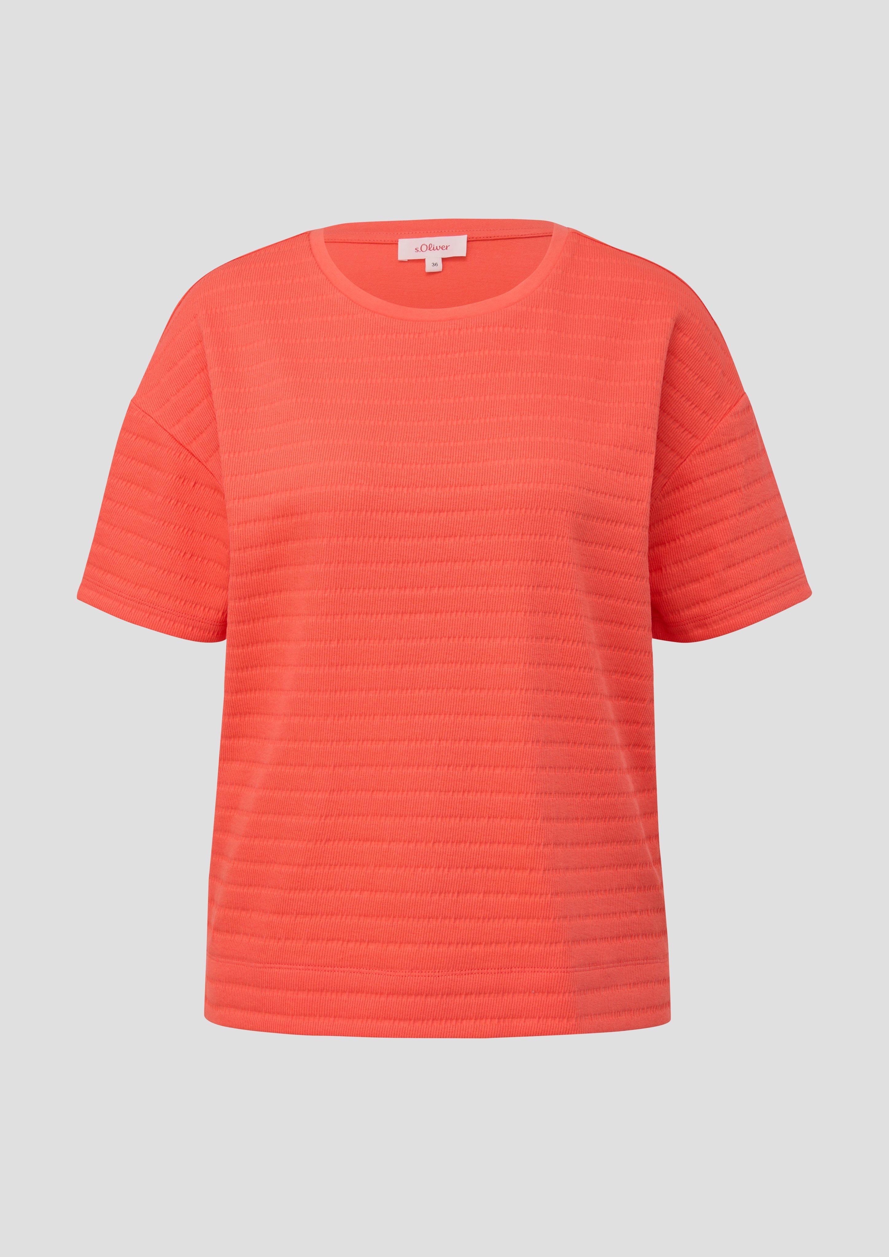 s.Oliver - T-Shirt mit Musterstruktur, Damen, Orange