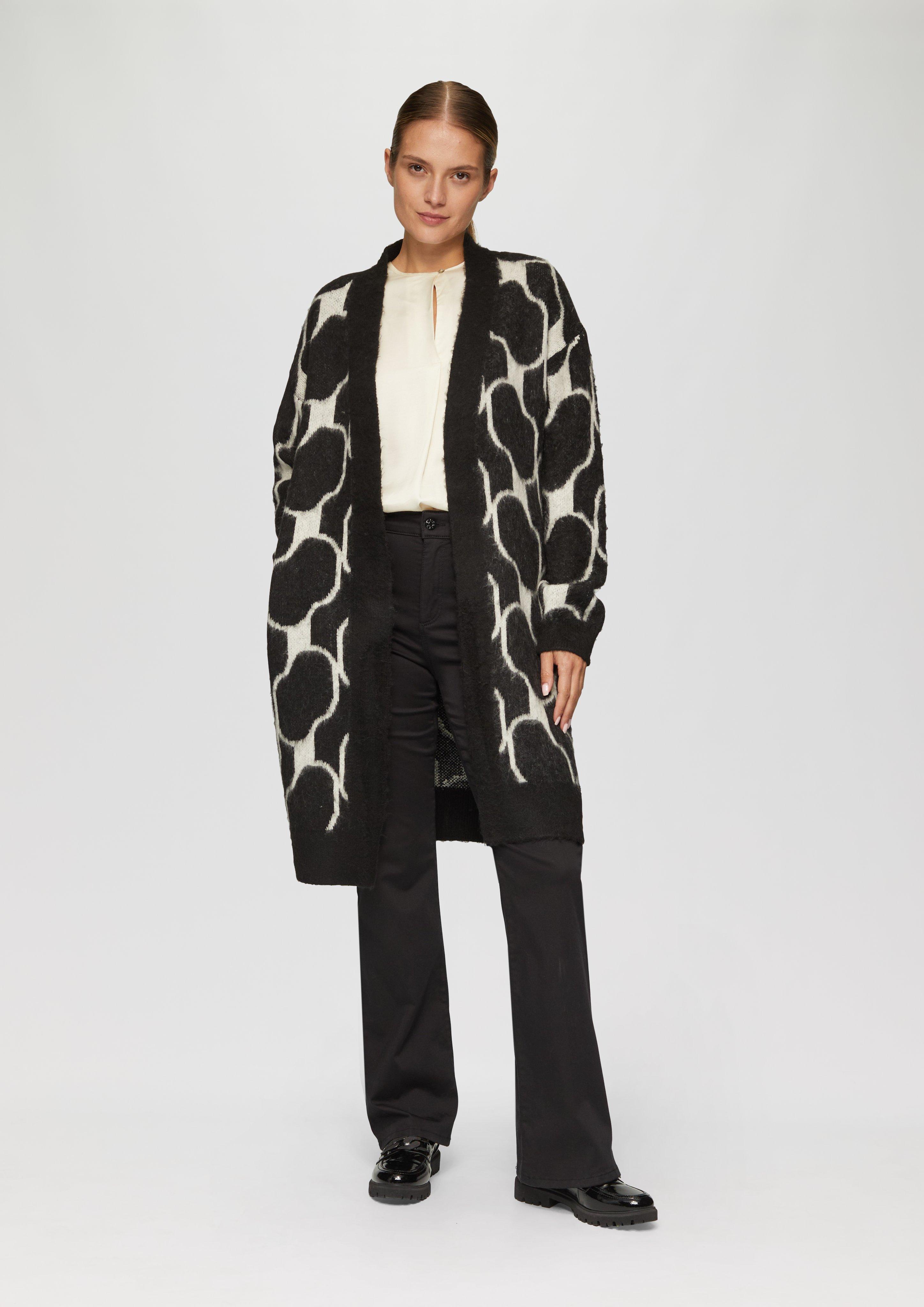 S.Oliver Flauschiger Cardigan mit Jacquard-Muster