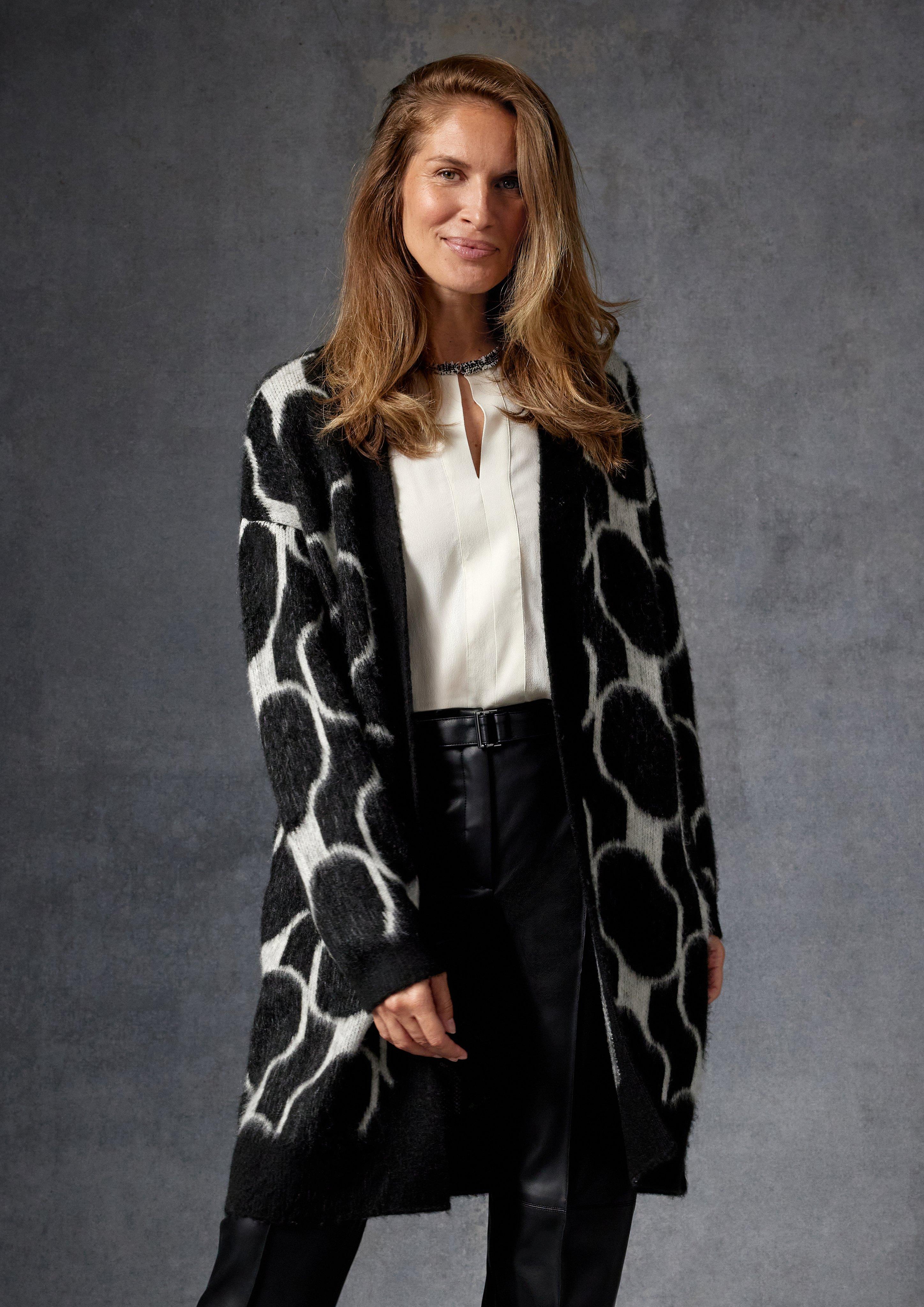 Flauschiger Cardigan mit Jacquard-Muster - crna | s.Oliver