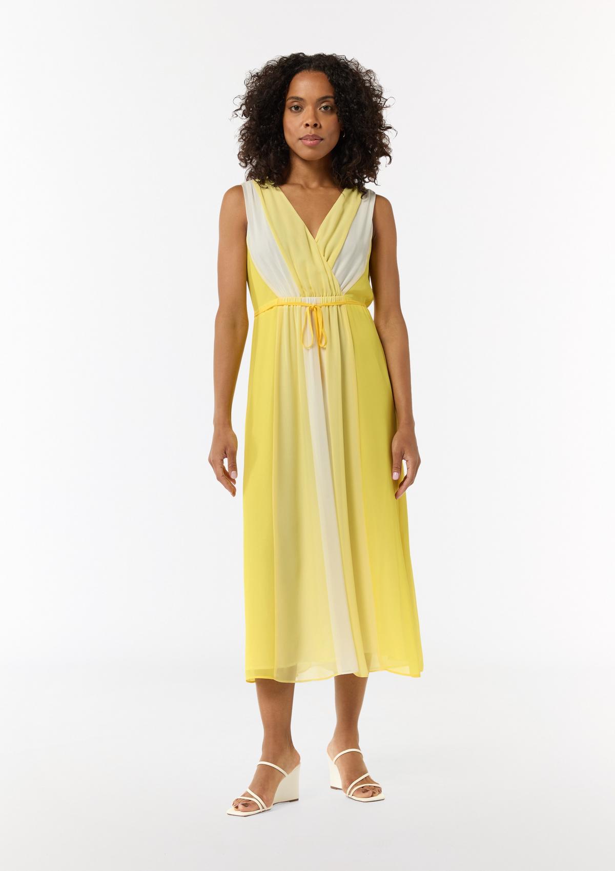 comma Chiffon-Kleid mit elastischer Taille und Bindeband