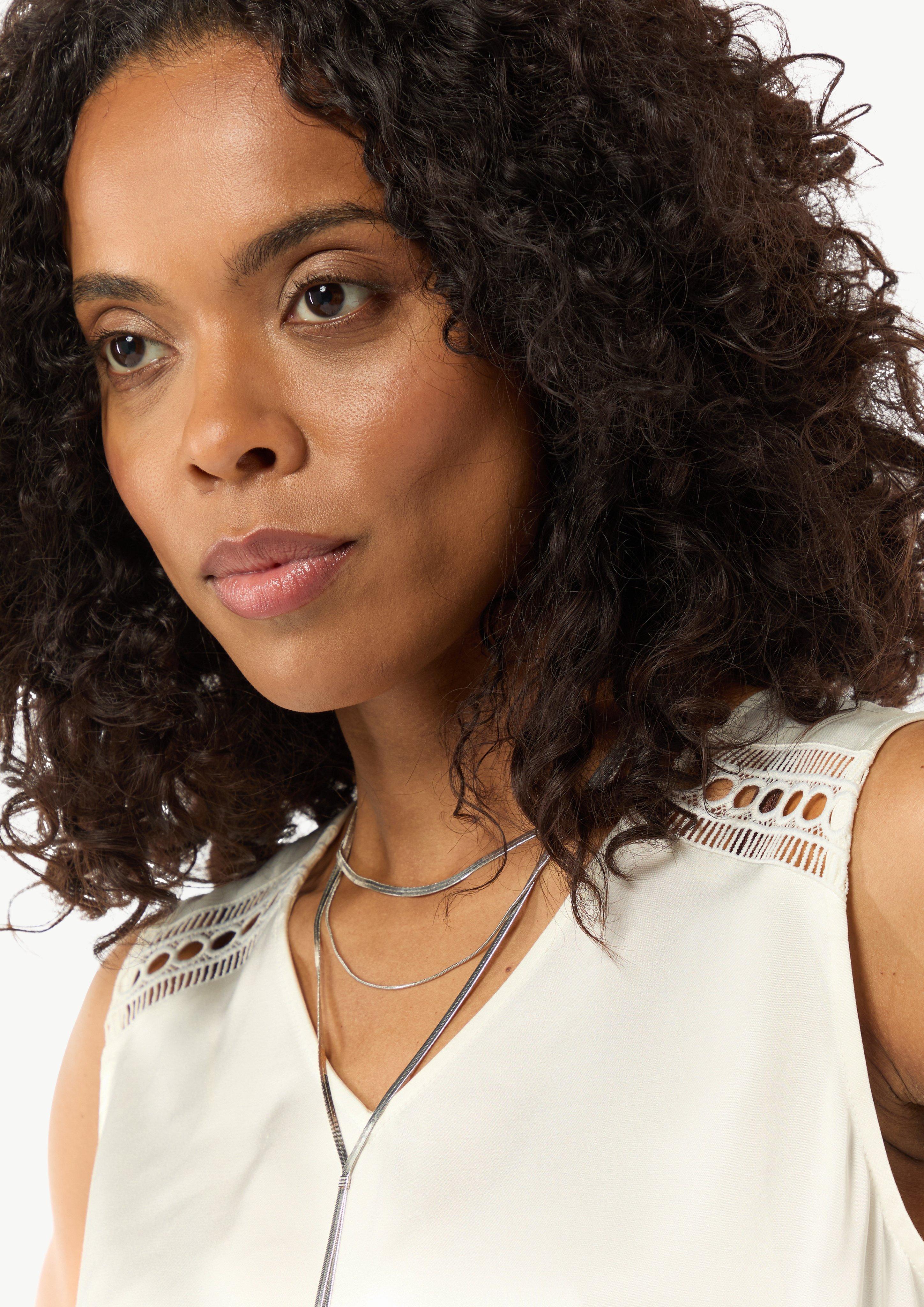 Satin top with lace details - white | Comma