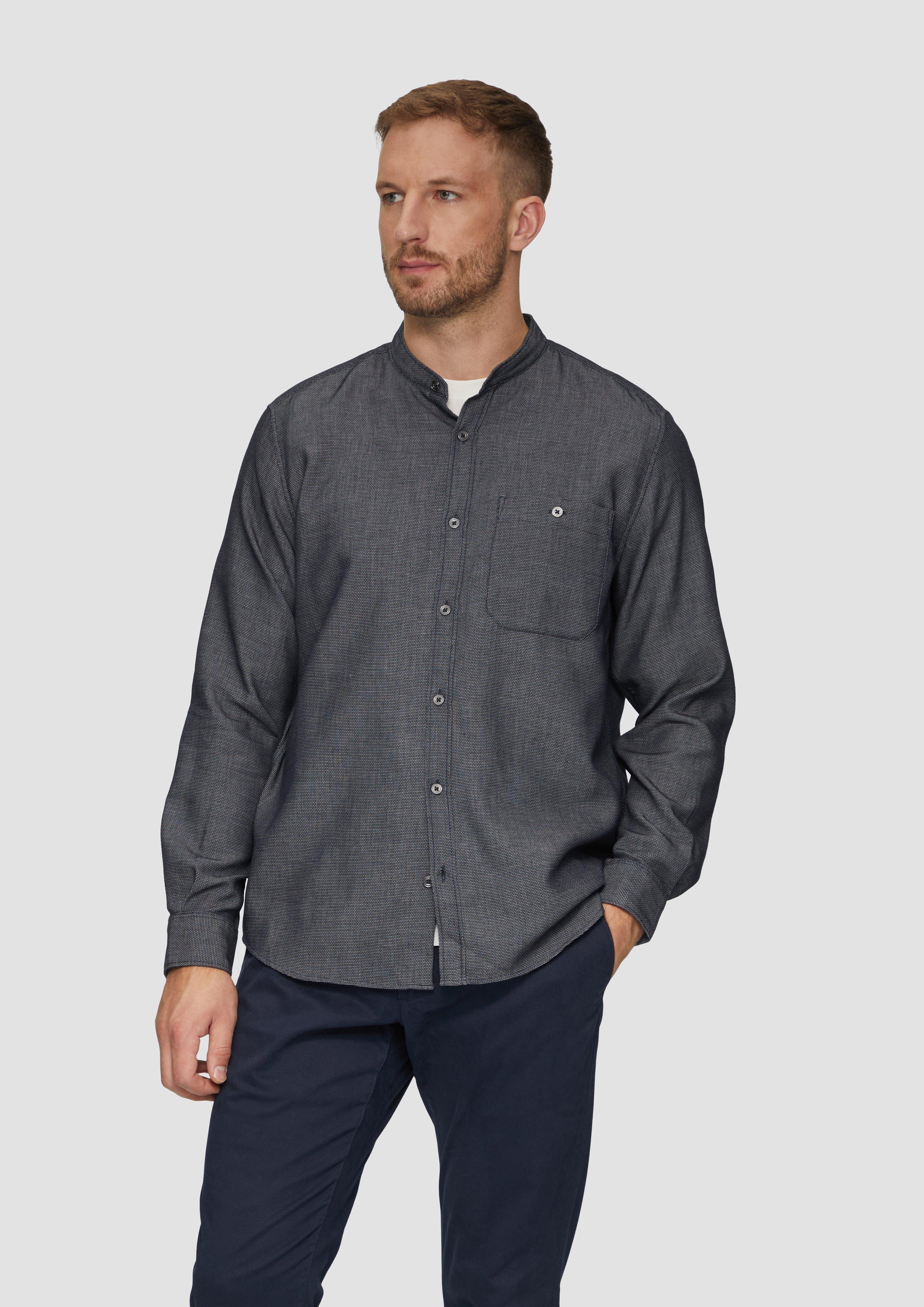 S.Oliver Regular Fit: Hemd mit Stehkragen und Strukurmuster