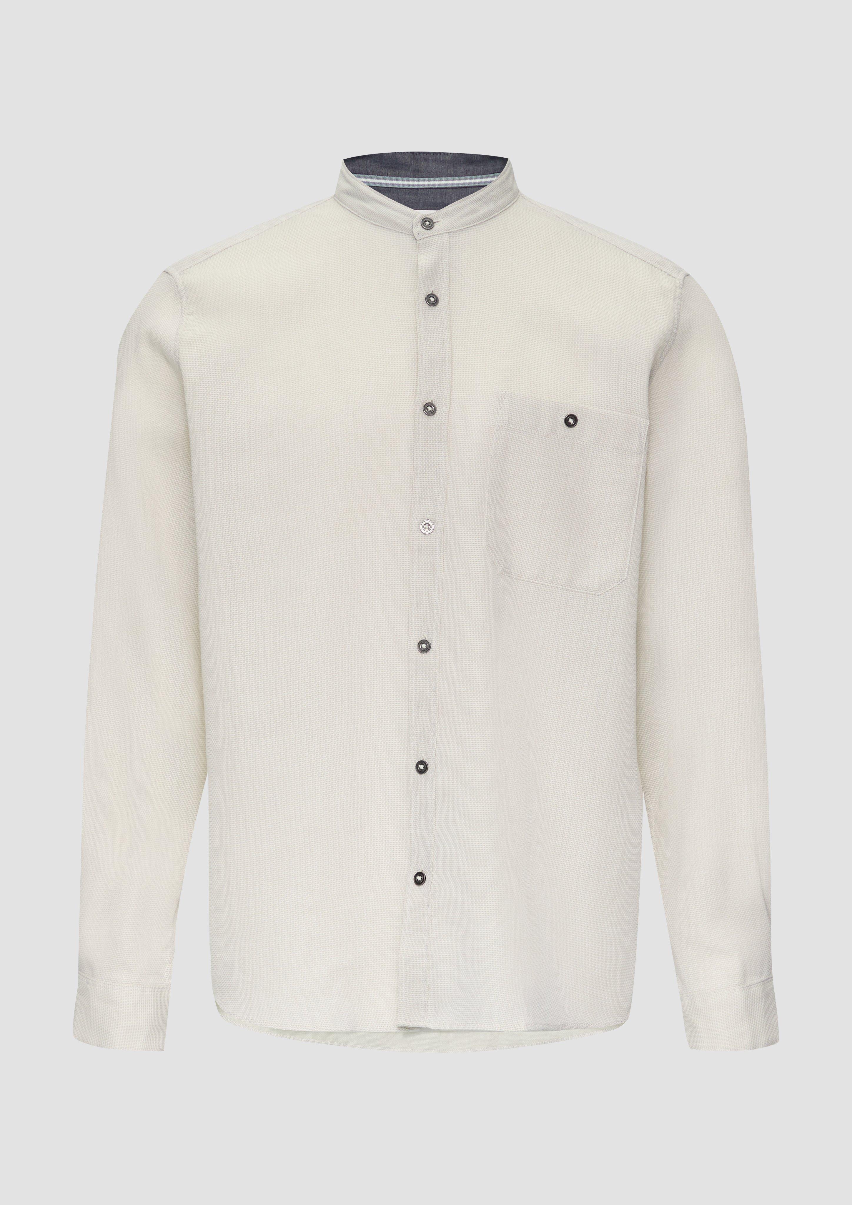 s.Oliver - Regular Fit: Hemd mit Stehkragen und Strukurmuster, Herren, Beige