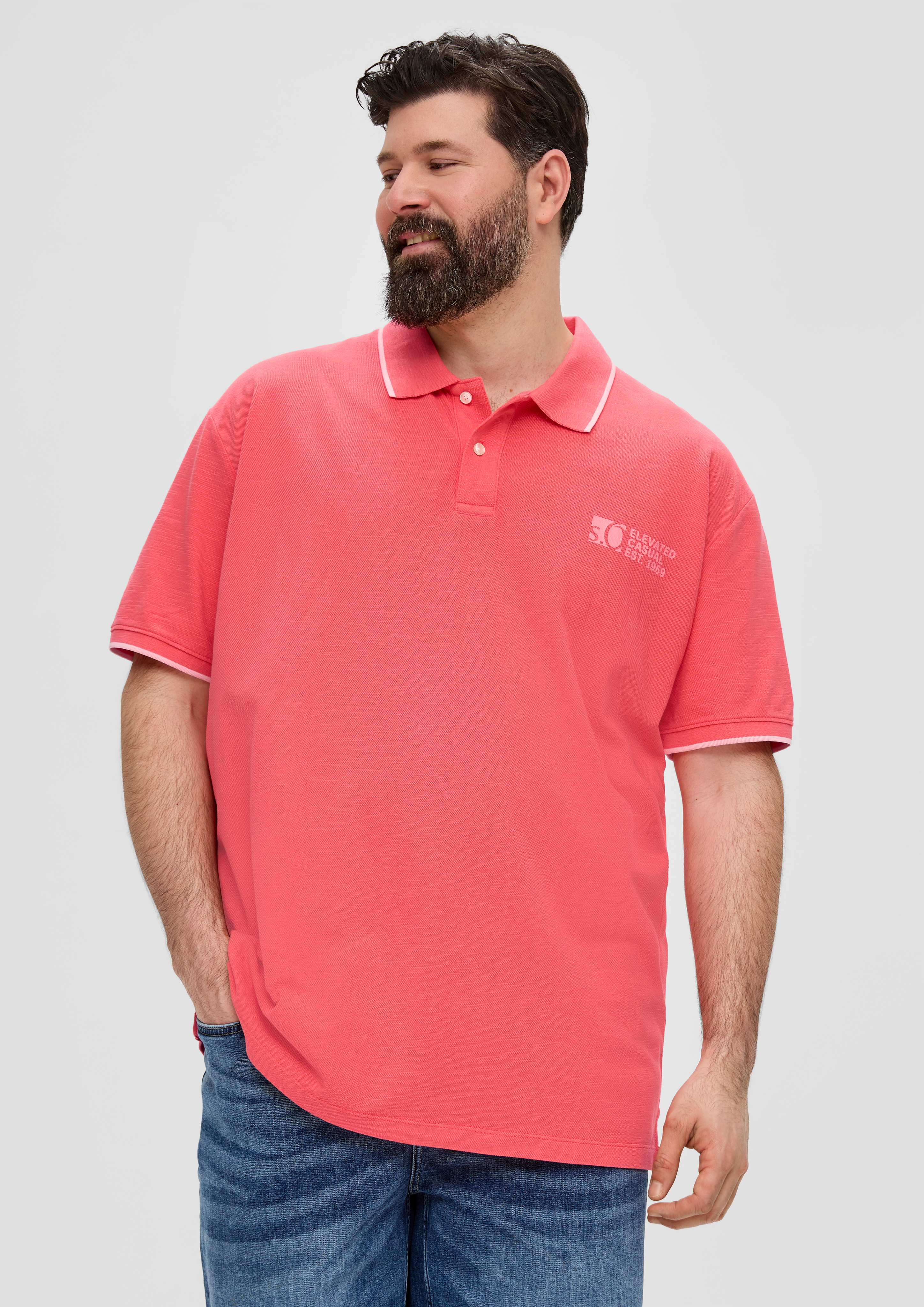 S.Oliver Poloshirt mit Piquêstruktur und Logo-Print