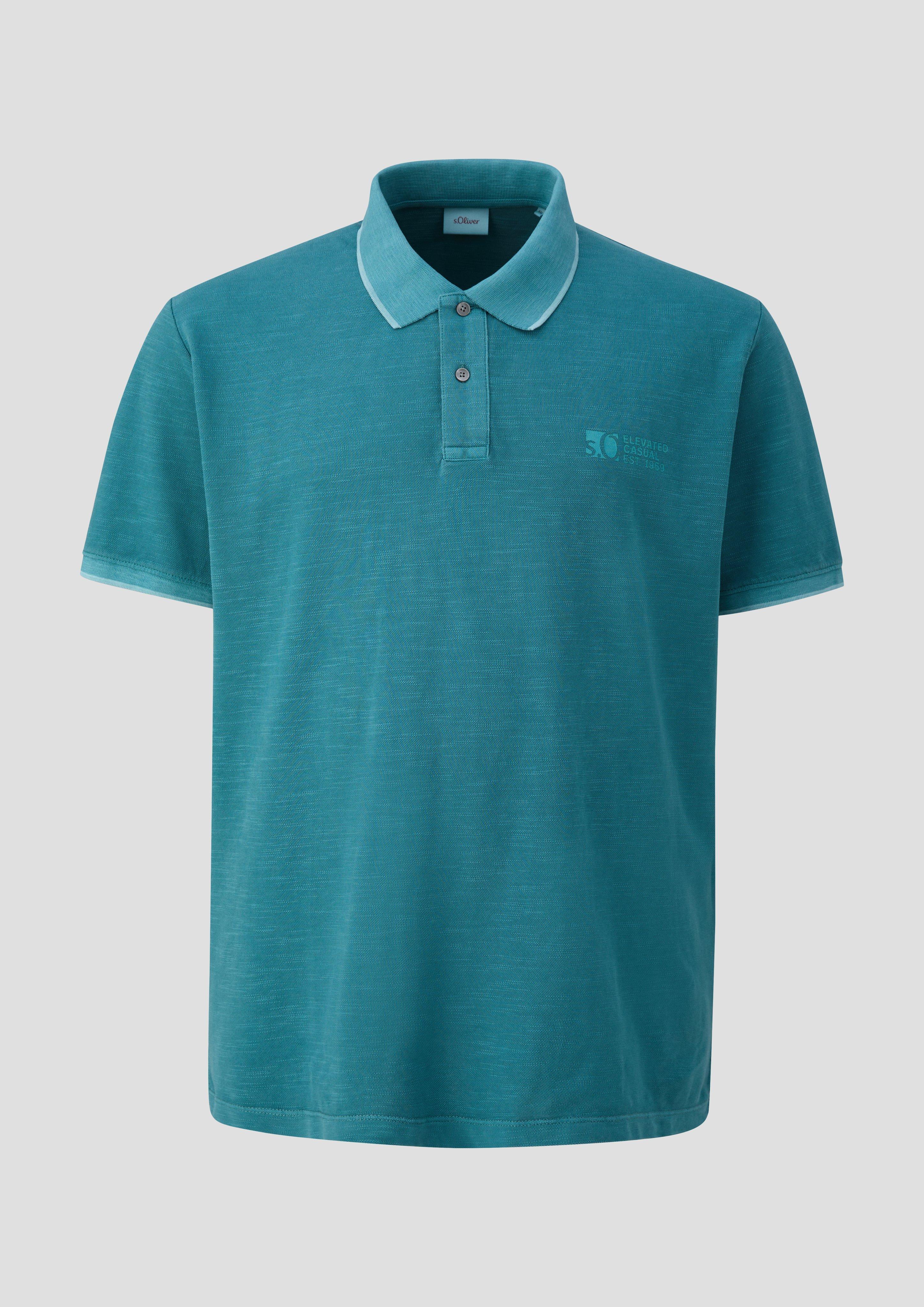 s.Oliver - Poloshirt mit Piquêstruktur und Logo-Print, Herren, Blau