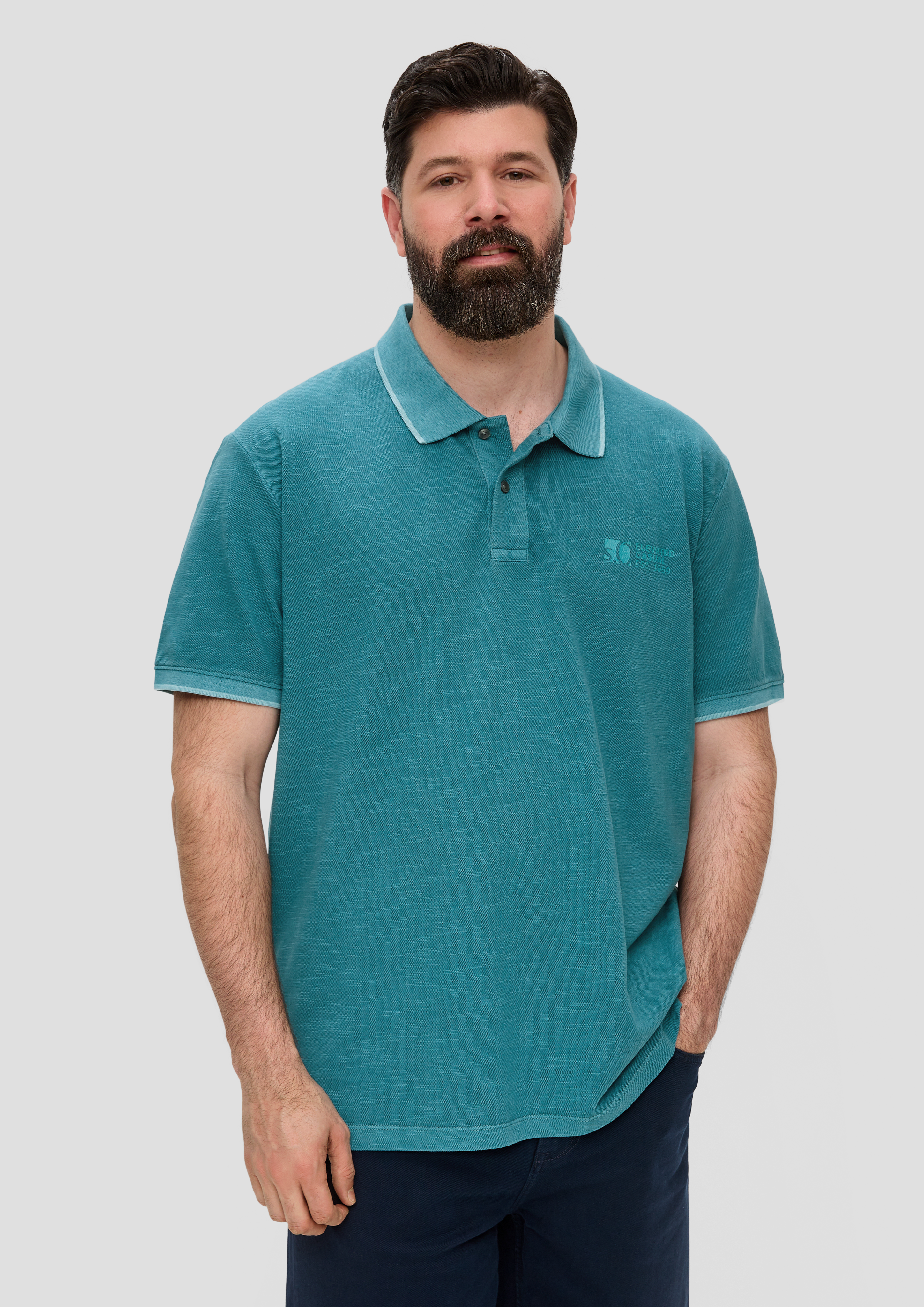 S.Oliver Poloshirt mit Piquêstruktur und Logo-Print