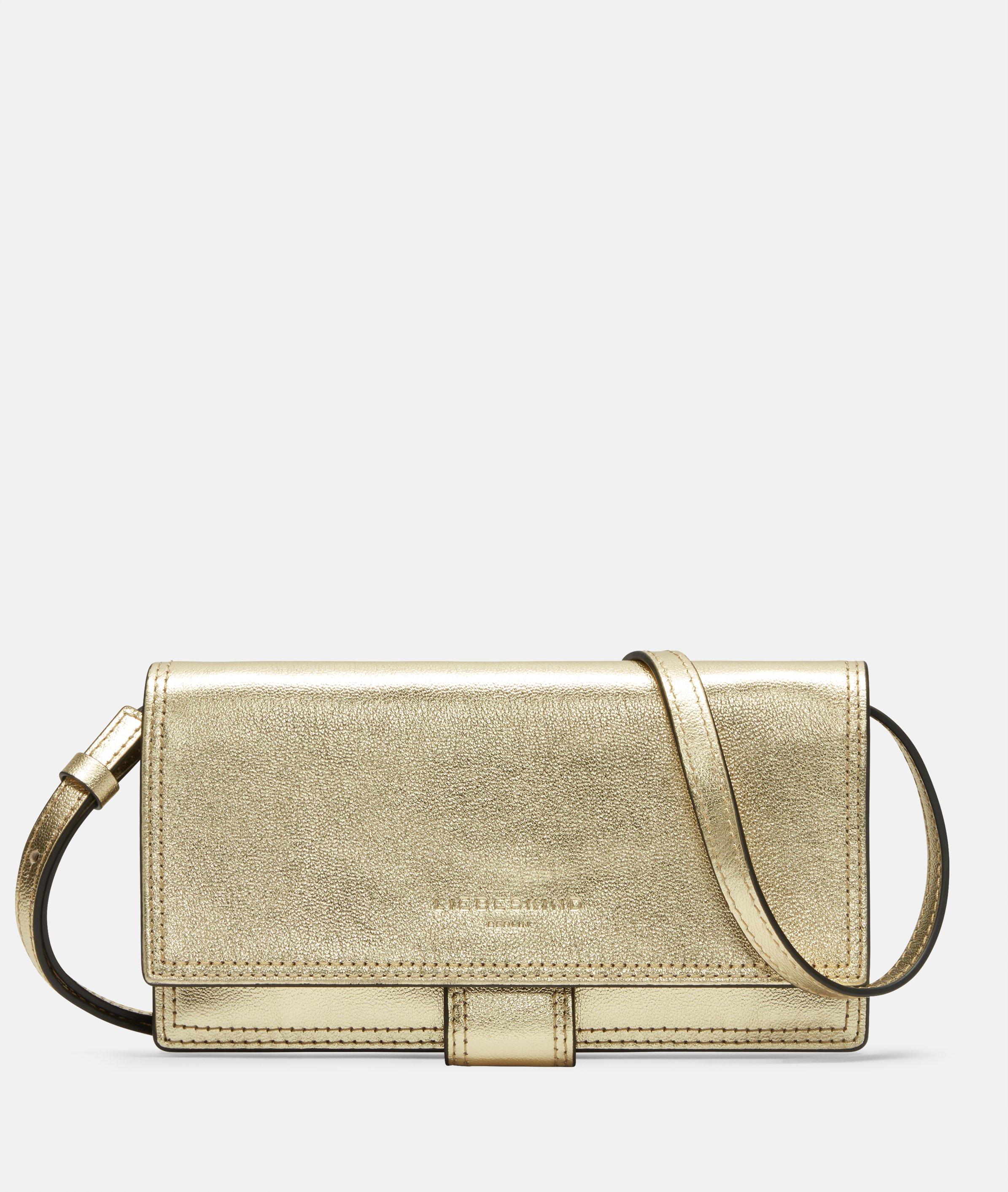 Liebeskind Berlin - Ledergeldbörse mit Crossbody-Gurt in Metallic-Optik -  Gold