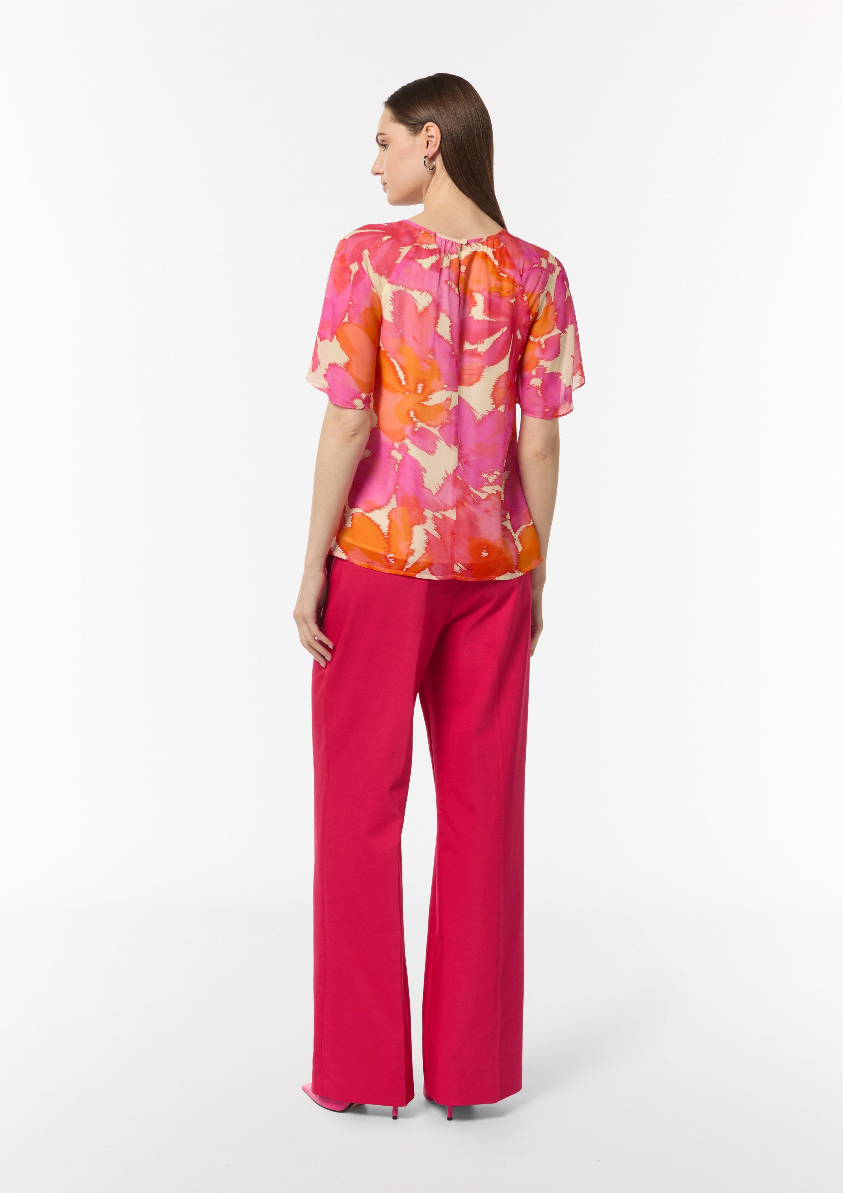 Chiffon-Bluse mit blickdichtem Futter - koralle | Comma 