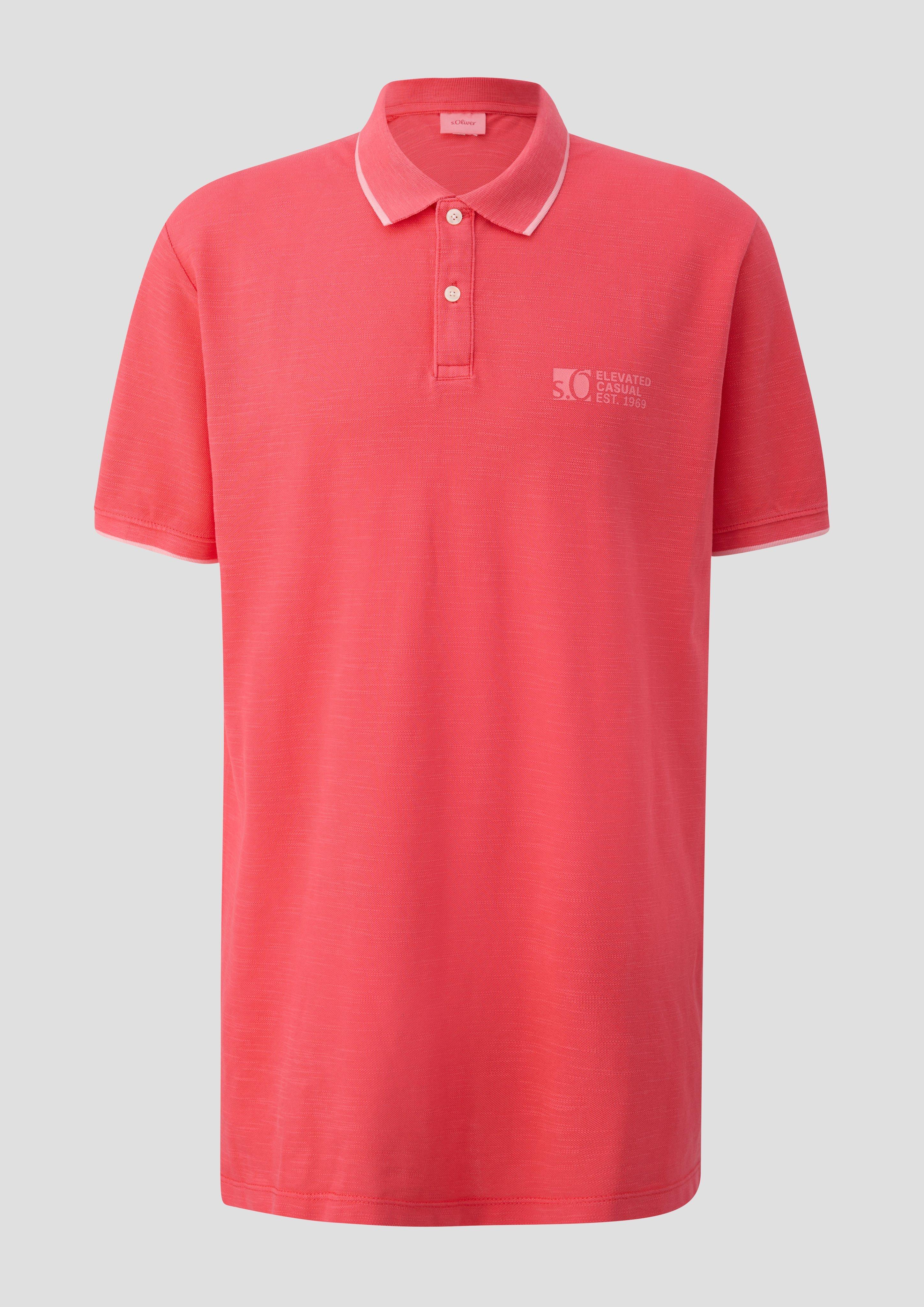 s.Oliver - Poloshirt mit Piquêstruktur und Logo-Print, Herren, rot