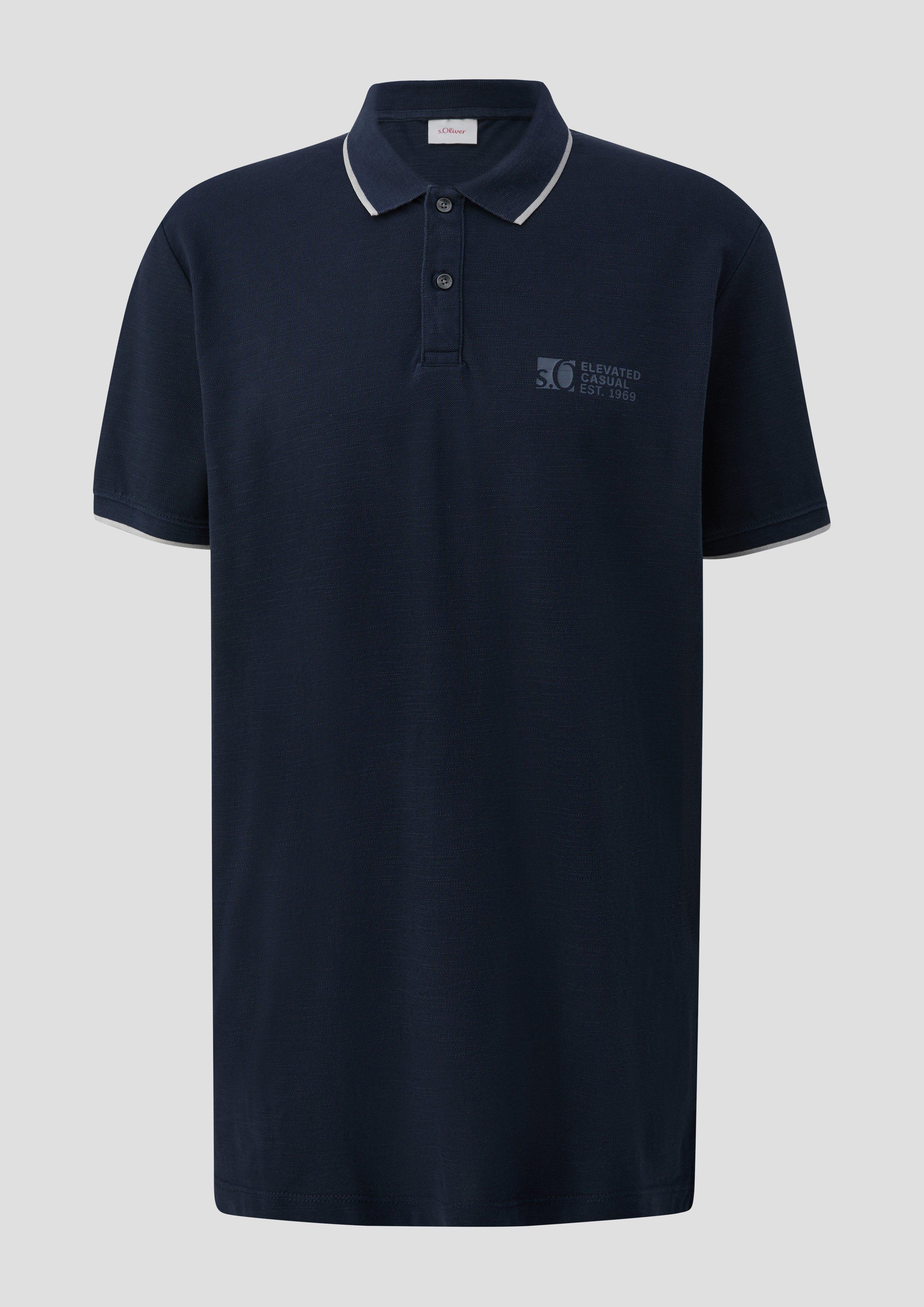 s.Oliver Poloshirt mit Piquêstruktur und Logo-Print