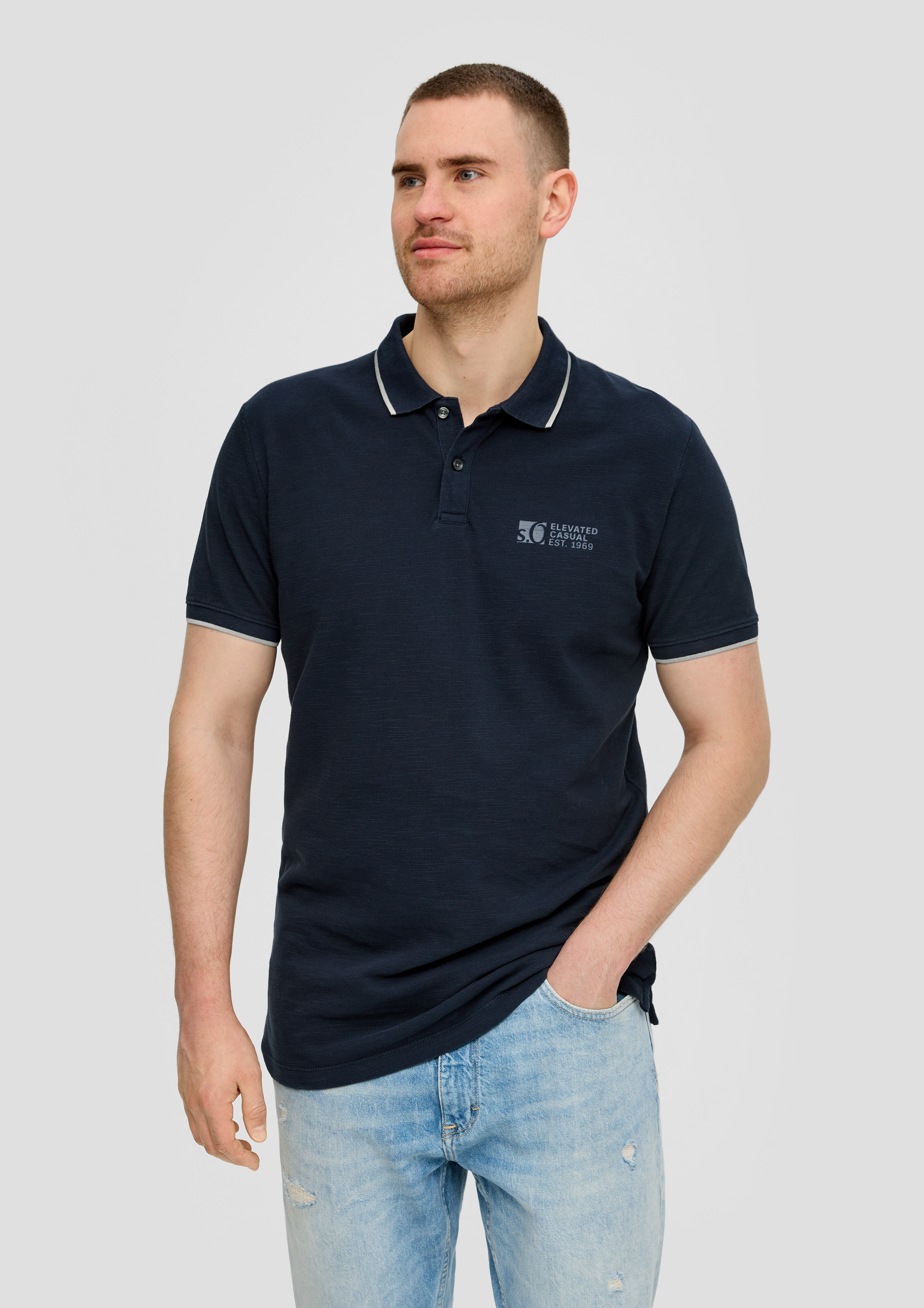 S.Oliver Poloshirt mit Piquêstruktur und Logo-Print