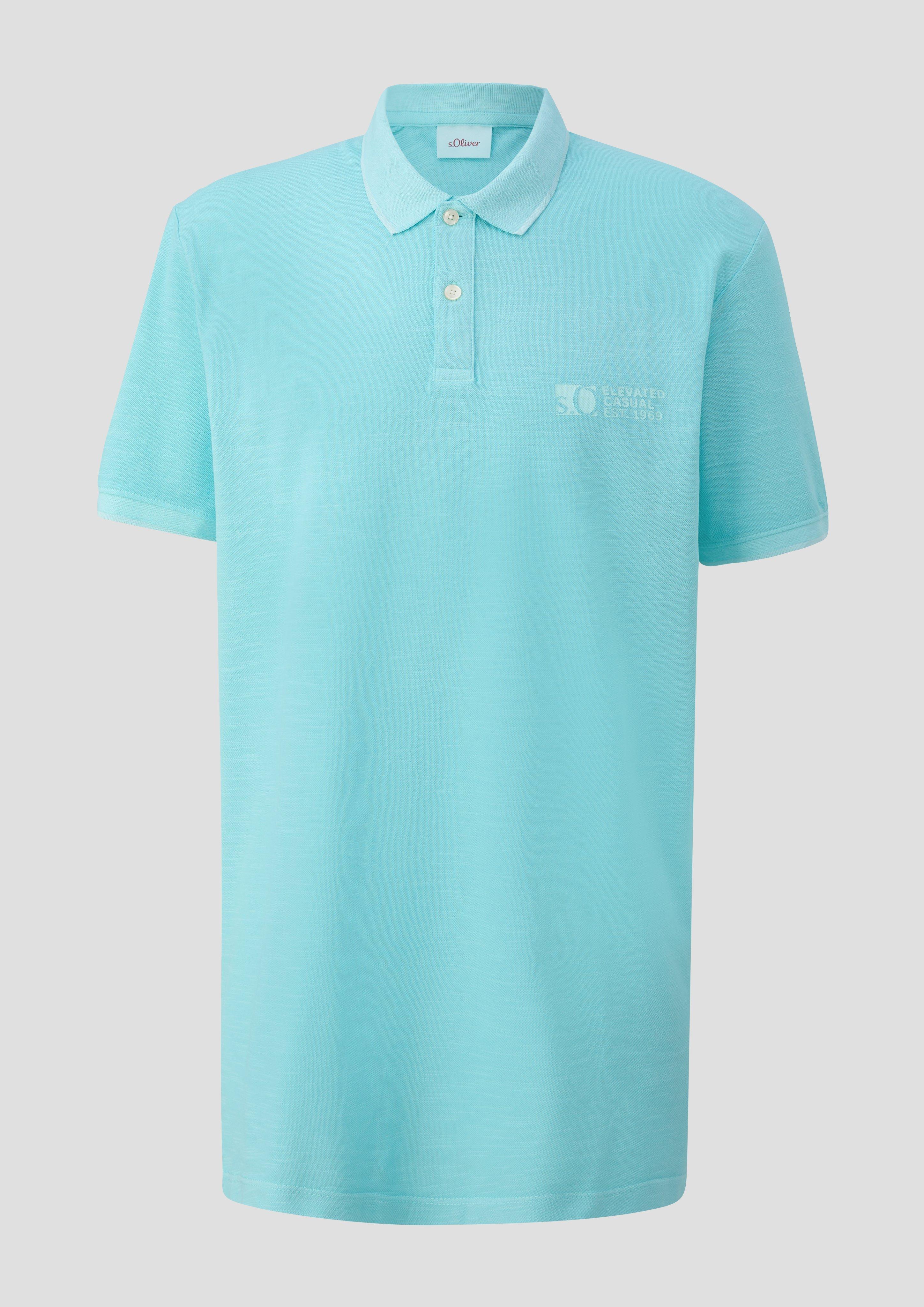 s.Oliver - Poloshirt mit Piquêstruktur und Logo-Print, Herren, türkis